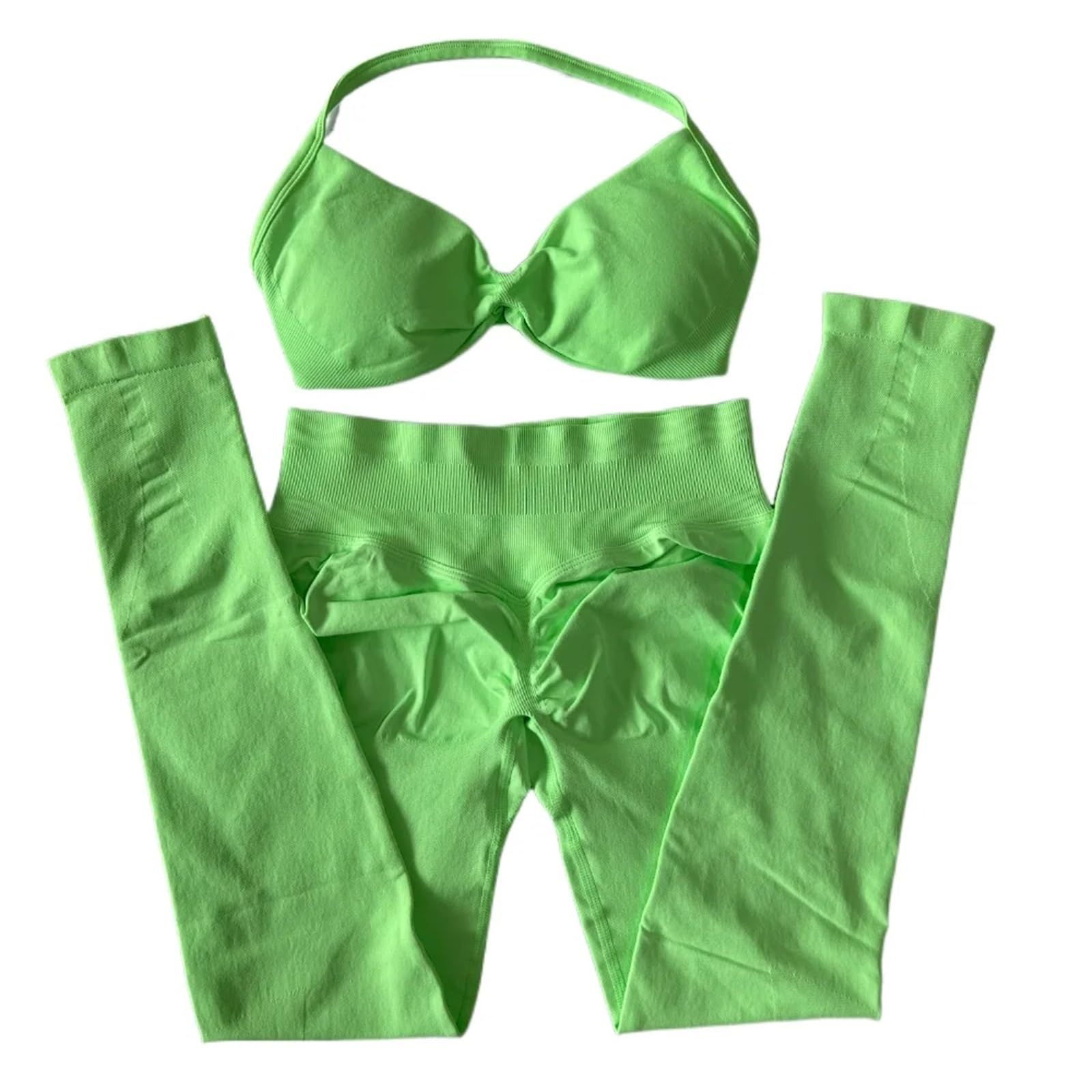 Sport Set Damen 2-teiliges Set mit Riemchen-Yoga-BH, Sport-Top, Workout-Leggings-Set, nahtloses Fitnessstudio-Set, Fitness-Kleidung, Outfit(Color 22,L)