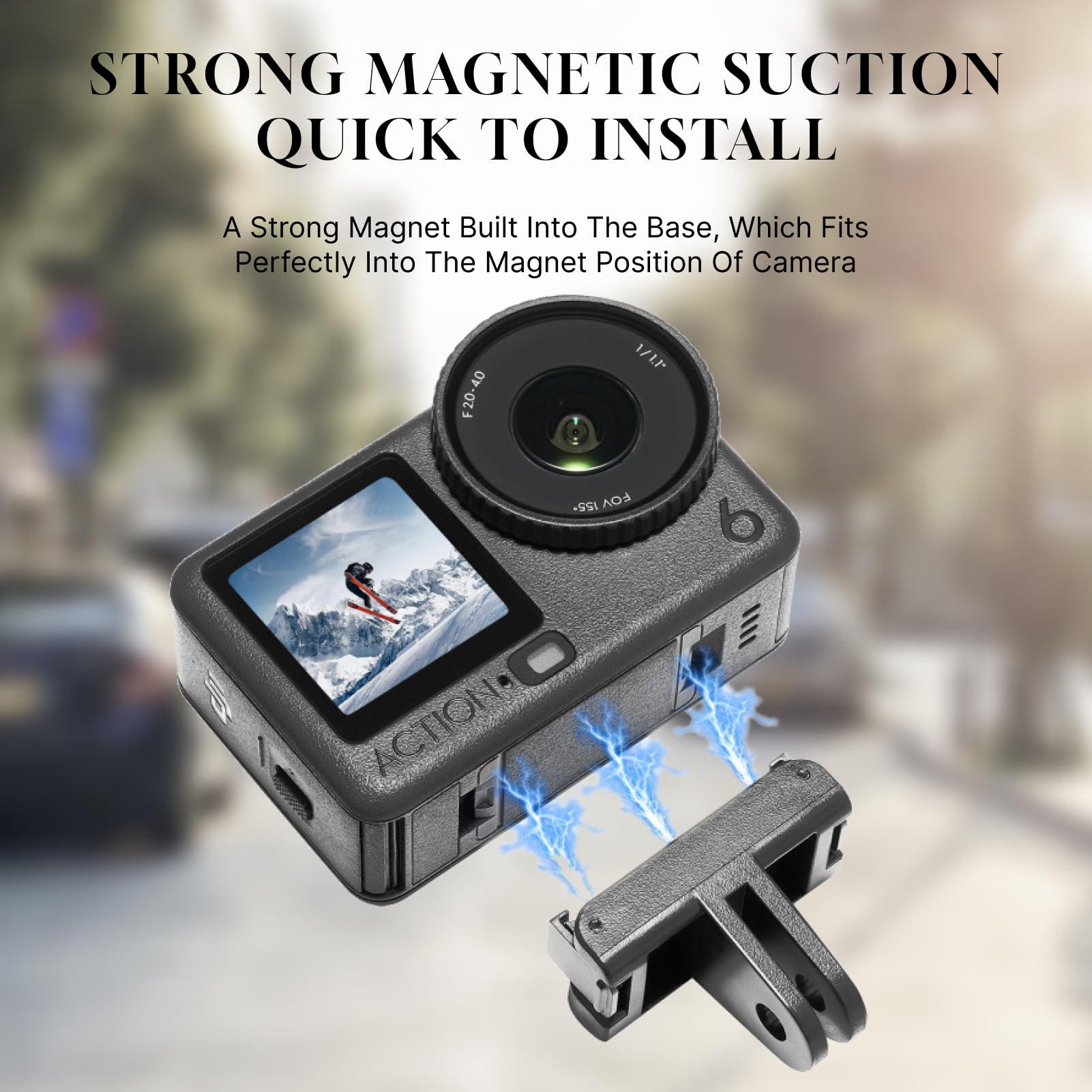 Soporte Magnético de Liberación Rápida Compatible con dji Osmo Action 6/5 Pro/4/3/Nano, Adaptador de Aluminio Compacto con Base de Montaje para Deportes, Vlog, Bicicleta — view 4