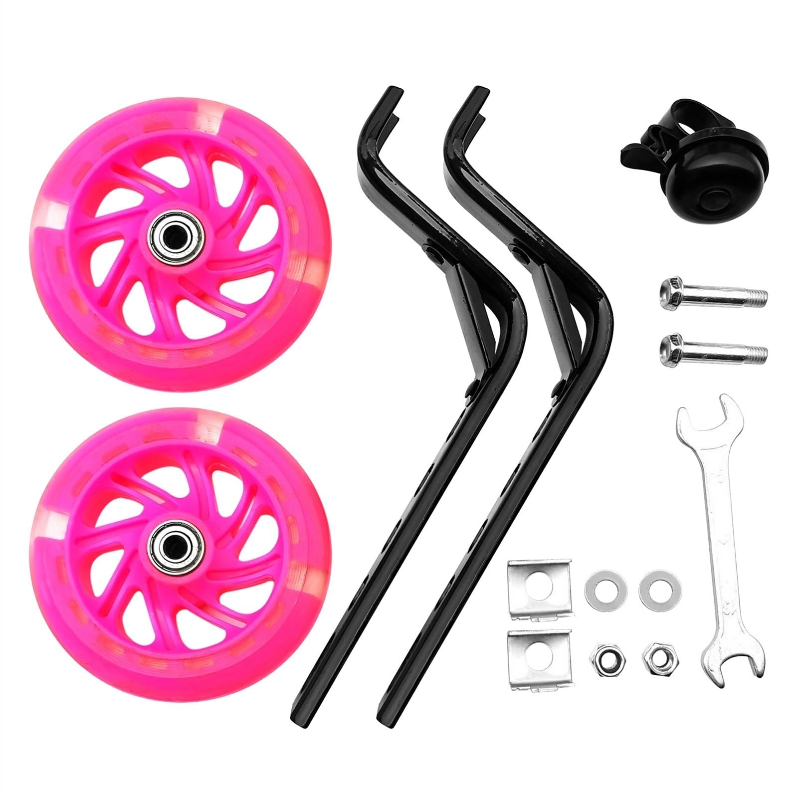 Ruedines Bicicleta Infantil Rueda de entrenamiento for bicicleta Estabilizador de bicicleta Aprendizaje de servicio pesado Montado ajustable for niños Luz silenciosa Soporte de 12 a 20 pulgadas.(Pink)