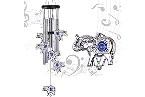 Blue Evil Eye Elephant Wind Chimes Outdoor Decor