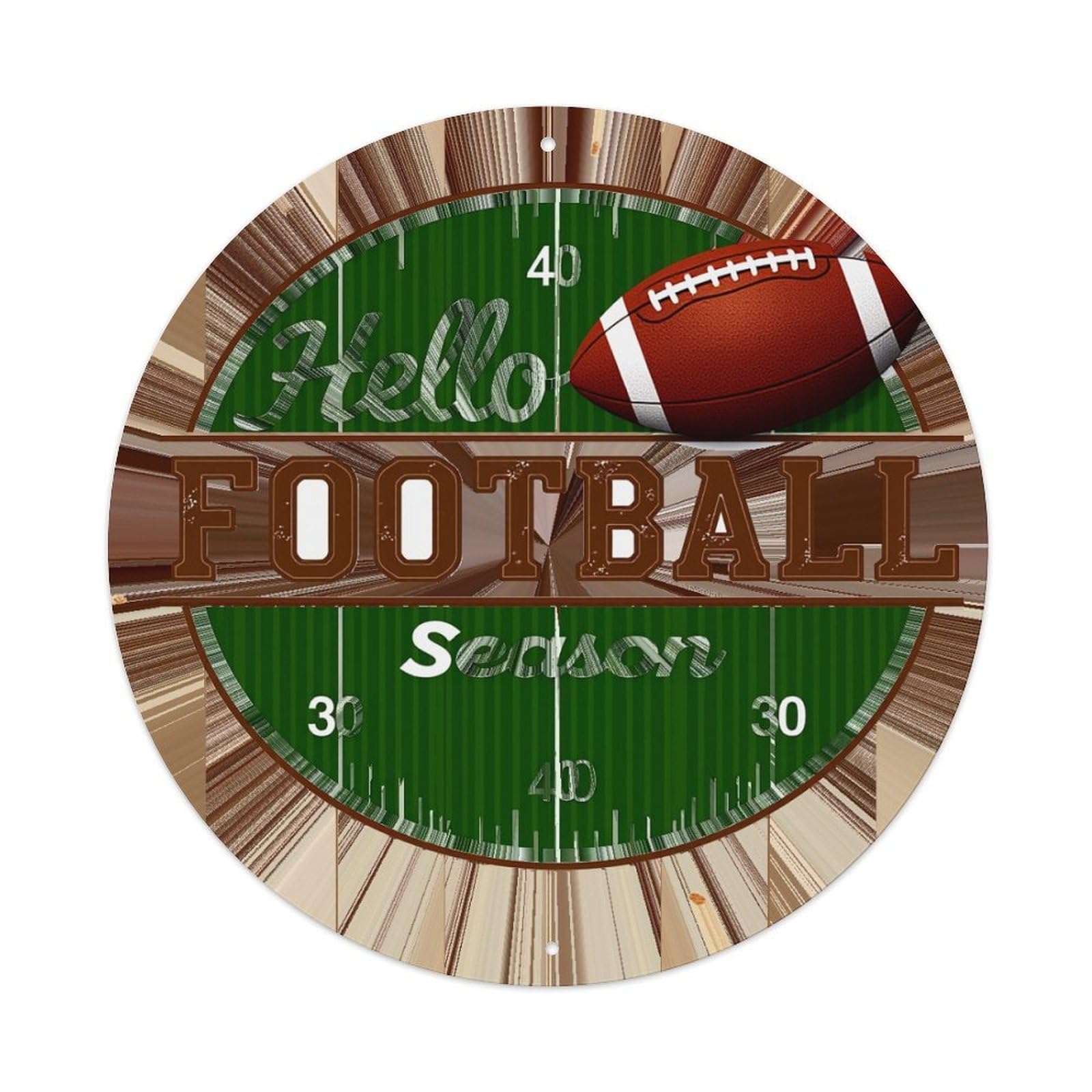Hello Football Season Pattern Print Retro Metal Tin Sign, Vintage Metal Poster for Bar, Home, Man Cave, Kitchen, Laundry Room Art Decor 8x8 Inch