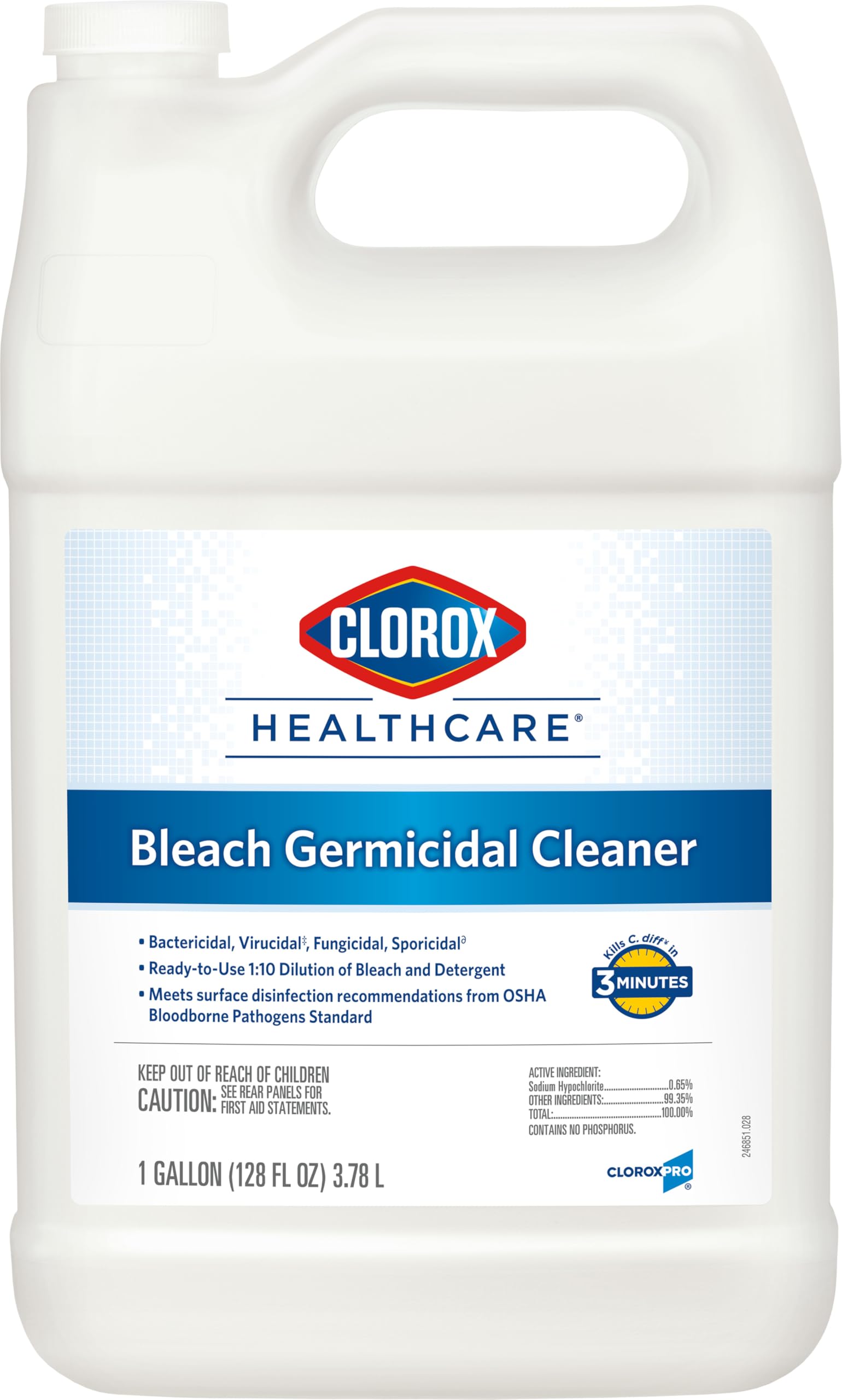 Clorox Healthcare Bleach Germicidal Cleaner Refill, 128 Fluid Ounces (Package May Vary)