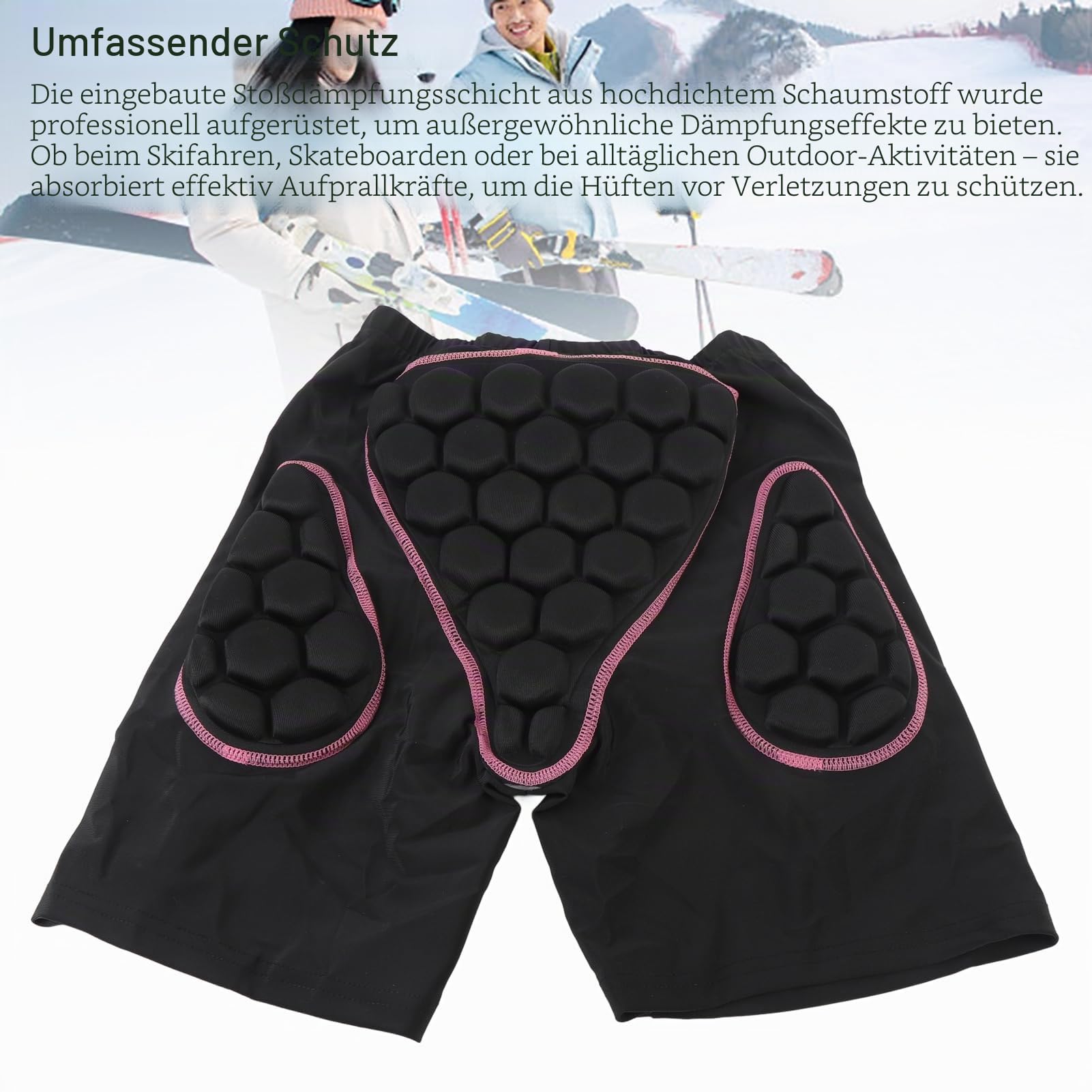 Snowboardhose, 3D-Hüftschutzpolster, Gesäßpolster, Hüftschutzhose, Verdickte Schwamm-Skihose für ältere Frauen, Crash-gepolsterte Snowboard-Shorts, Snowboard-Schutzausrüstung (S)