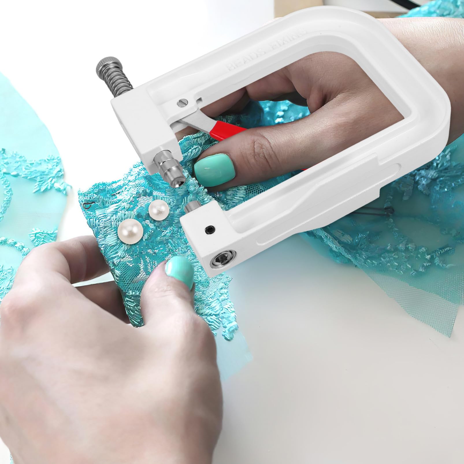 SHINEOFI 1 Juego Máquina de incrustaciones de cuentas manuales Kit de herramientas de joyería Herramienta manual para joyería máquina de ajuste de cuentas Máquina para enhebrar