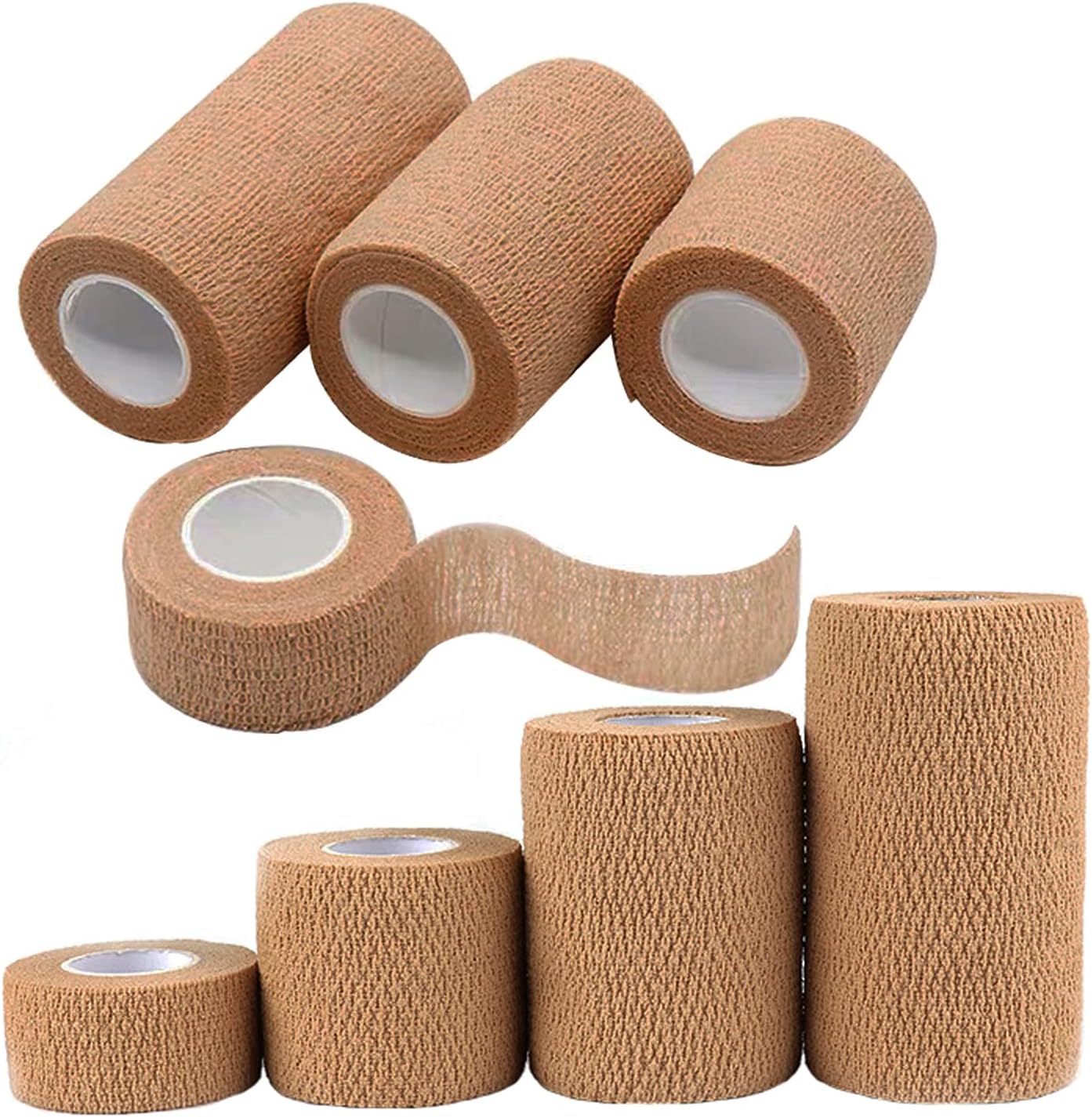 Self Adhesive Bandage Multi Size, Cohesive Medical Tape, Breathable Waterproof Elastic Athletic Non-Woven Bandage, 8 Rolls Sports Wrap Tape for Wrist and Ankle