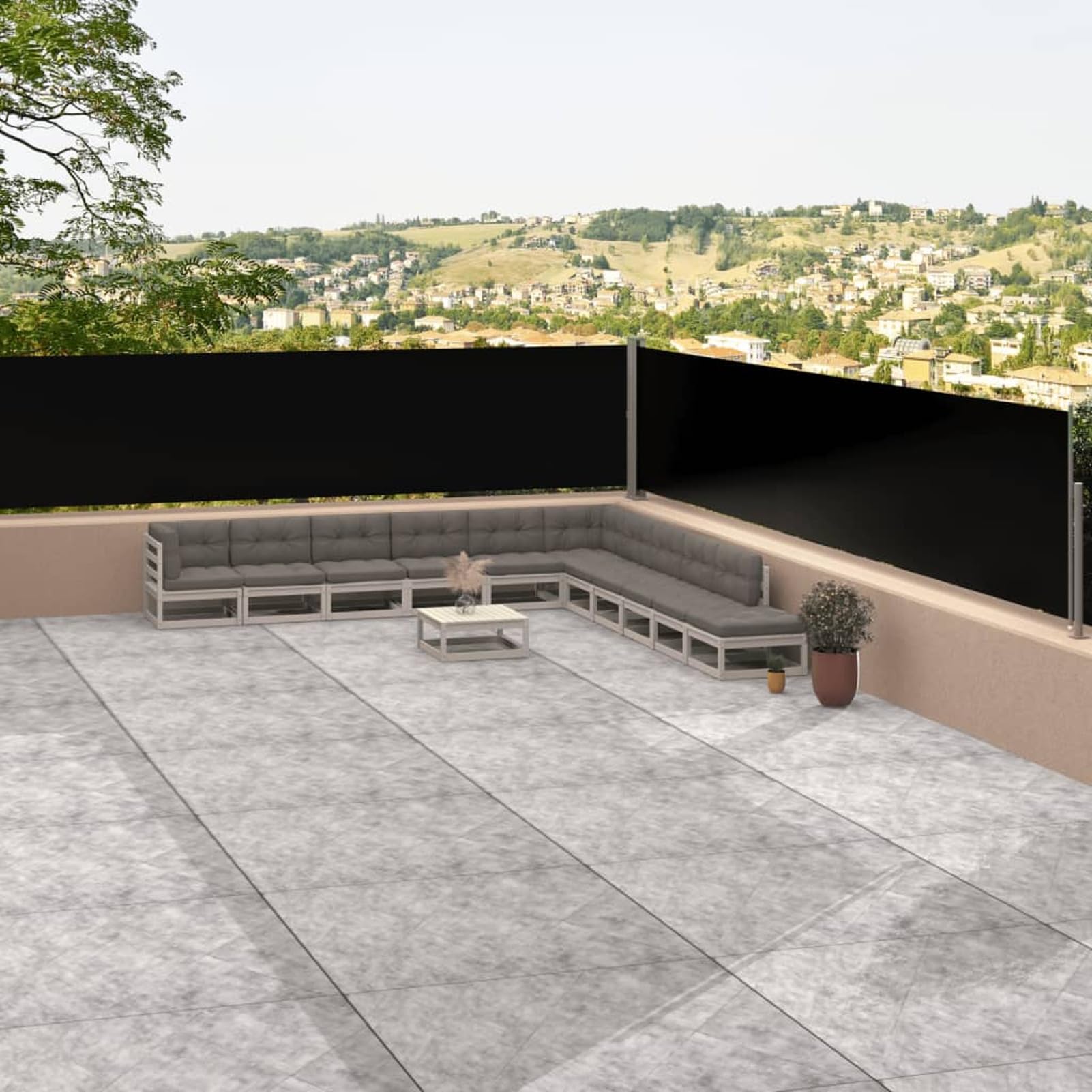 ShGaxin Einziehbare Seitenmarkise, Markisen für den Außenbereich, Terrassen-Markisen, Markisen für Wohnwagen, Sommer, Schwarz, 117 x 1200 cm