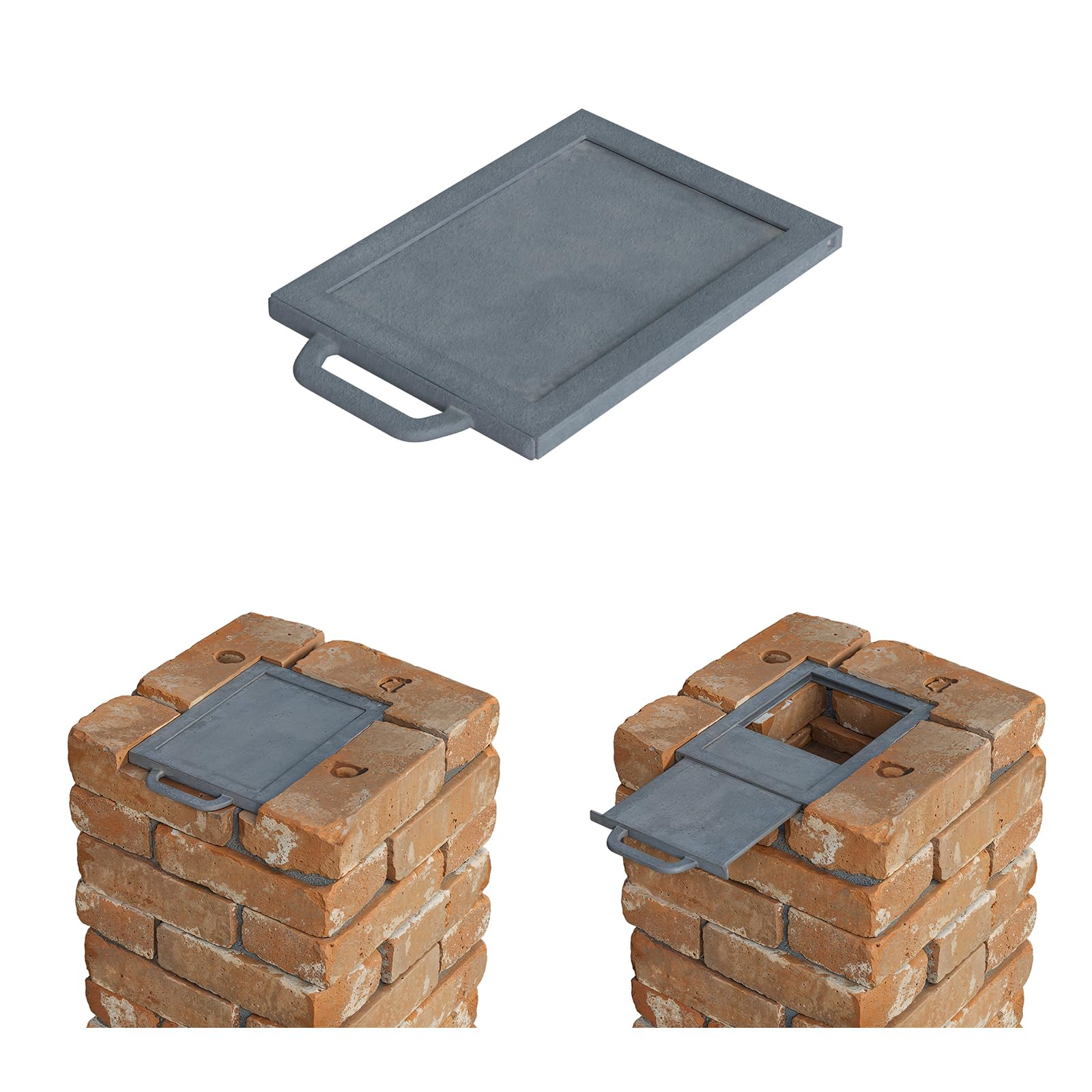 QLS Kaminschieber aus Gusseisen 24 x 18 cm Drosselschieber Rauchgas | Robuster Drosselschieber aus Gusseisen zur Regulierung des Rauchgaszugs. Geeignet für Kamin, Ofen und Schornsteinsysteme