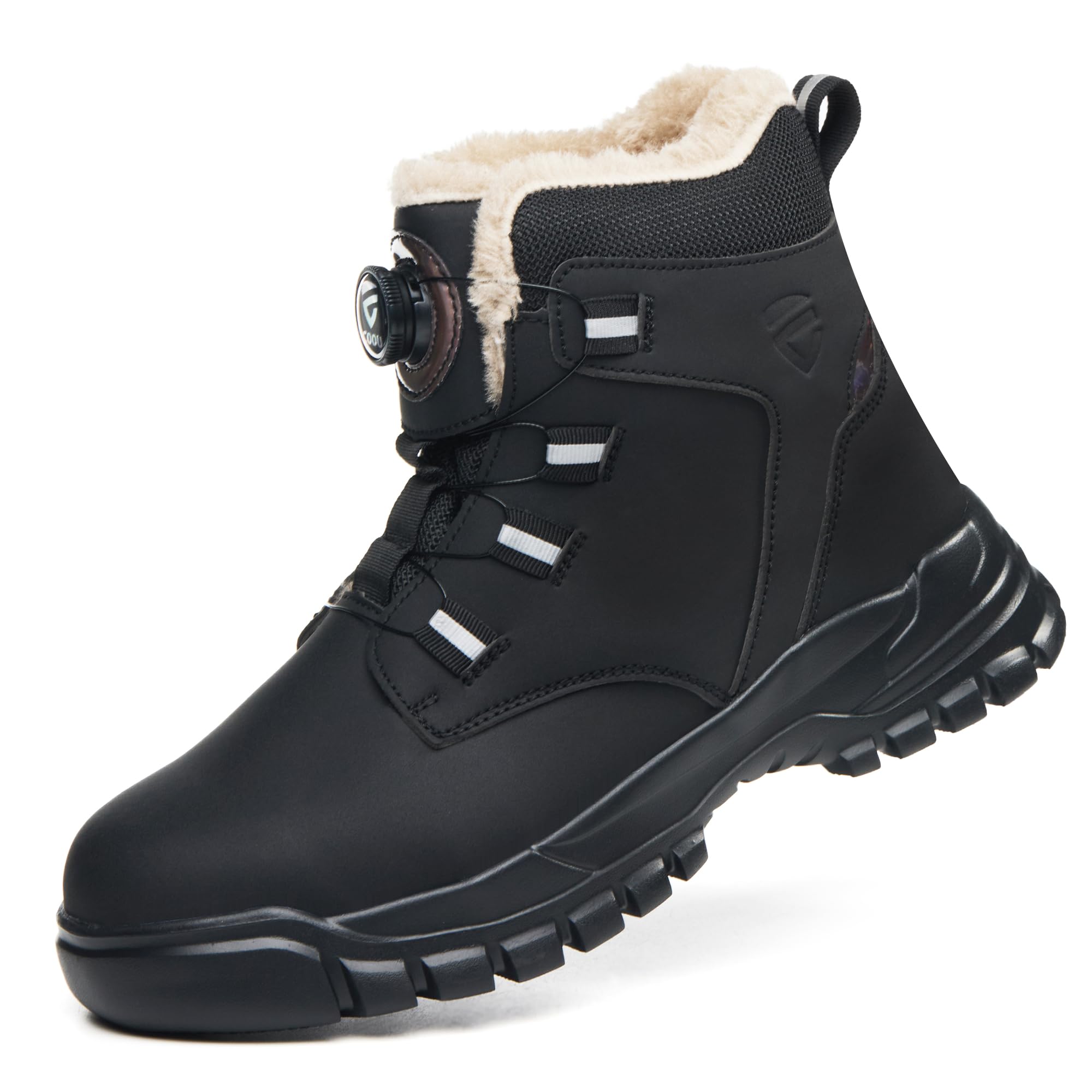 KOIFISH Arbeitsschuhe Herren Damen Winter Sicherheitsstiefel Warm Gefütterte Sicherheitsschuhe Leicht Komfort Stahlkappenschuhe mit Drehverschluss