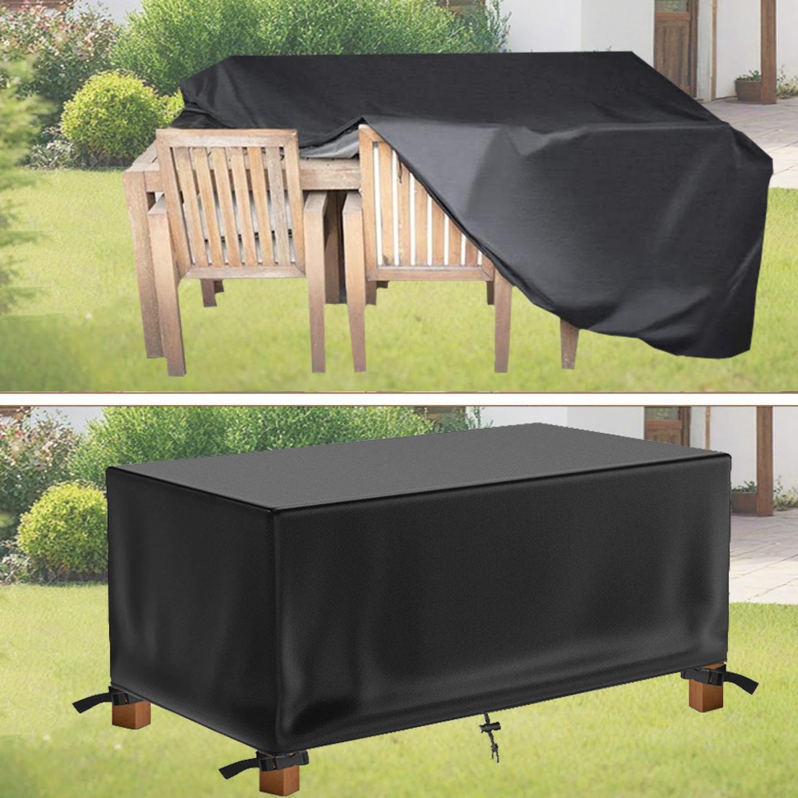 Funda Muebles Jardin Impermeable 370x290x70cm/LargoXAnchoXAlto Funda Protectora para Sofá,Cubre Muebles Exterior,Resistente Al Viento, Anti-UV,Tamaño Personalizable,Rectangulares/Cuadradas