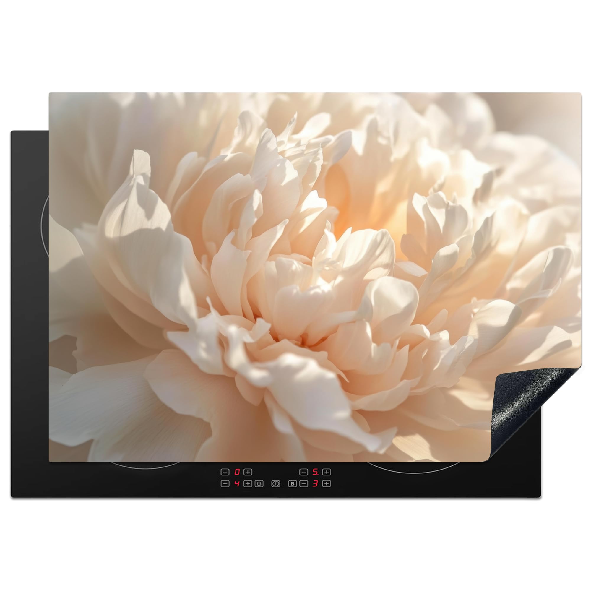 KitchenYeah© Induction Hob Protector Mat 20.5"x29.5" / 75x52 cm Cooker Top Protectors Cover Ceramic Covers Electric Hobs Vinyl Close Up - Peony - Light Pink