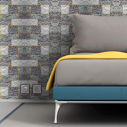 Miniatura 3 de Papel pintado 3D para pared, hojas tropicales, despegar y pegar, empalme gris, dorado, azul, hoja extraíble, papel auto-adhesivo para pared