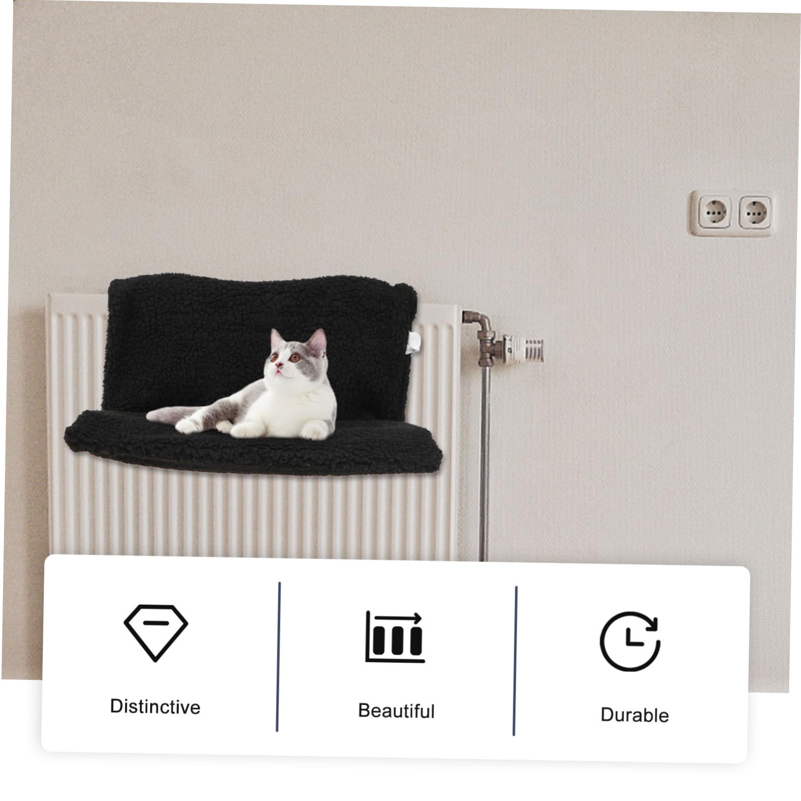 Hamac pour Chat Radiateur Lit Suspendu à Cadre Métallique Noir