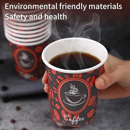 Miniatura 6 de Paquete de 100 tazas de café caliente de papel desechables de calidad perfectas para bebidas calientes té y café cafeterías y barras 10 onzas