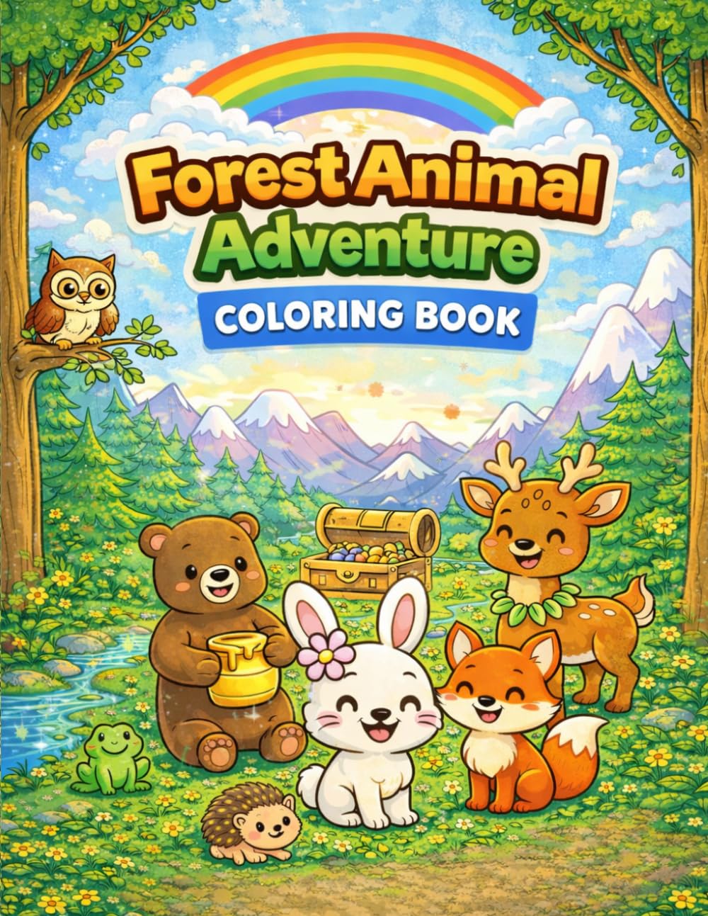 Forest Animal Adventure Coloring Book: Coloring Book with Story Pages, Cute Animals, Easy Coloring Pages
