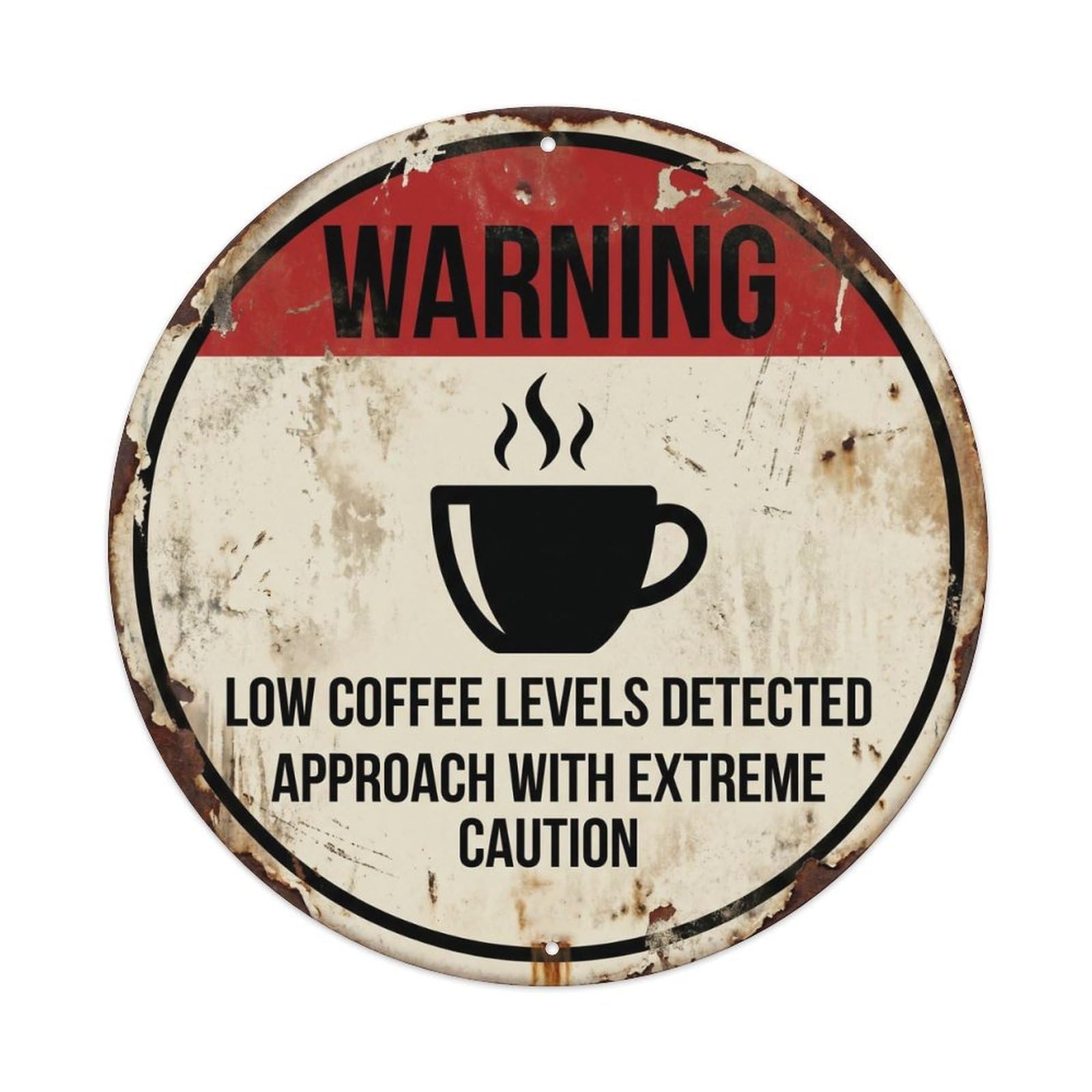 Coffee Emergency Alert Vintage Metal Tin Sign Plaque Wall Decor for Cafe, Club, Garden Round Metal Poster 8x8Inch