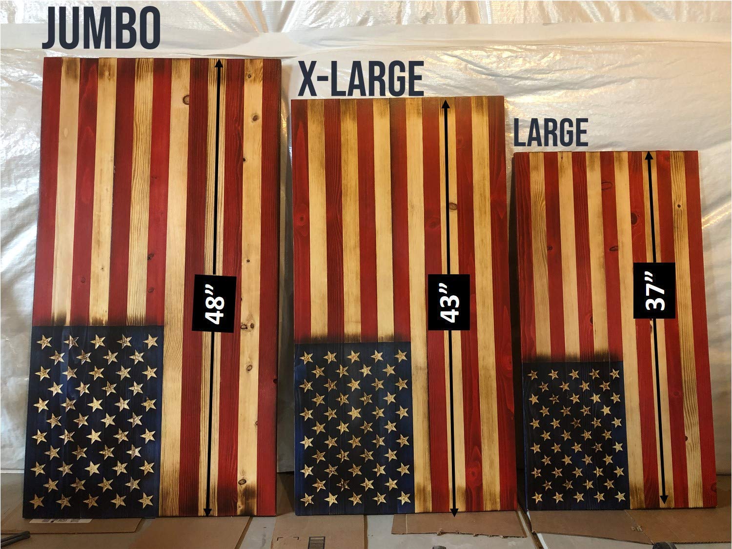 Bad Beard Woodworks Handcarved Wood American Flag Wall Art Décor | LARGE, X-LARGE, or JUMBO | Rustic Handmade, Wooden Flag, Wood Art, Wall Art