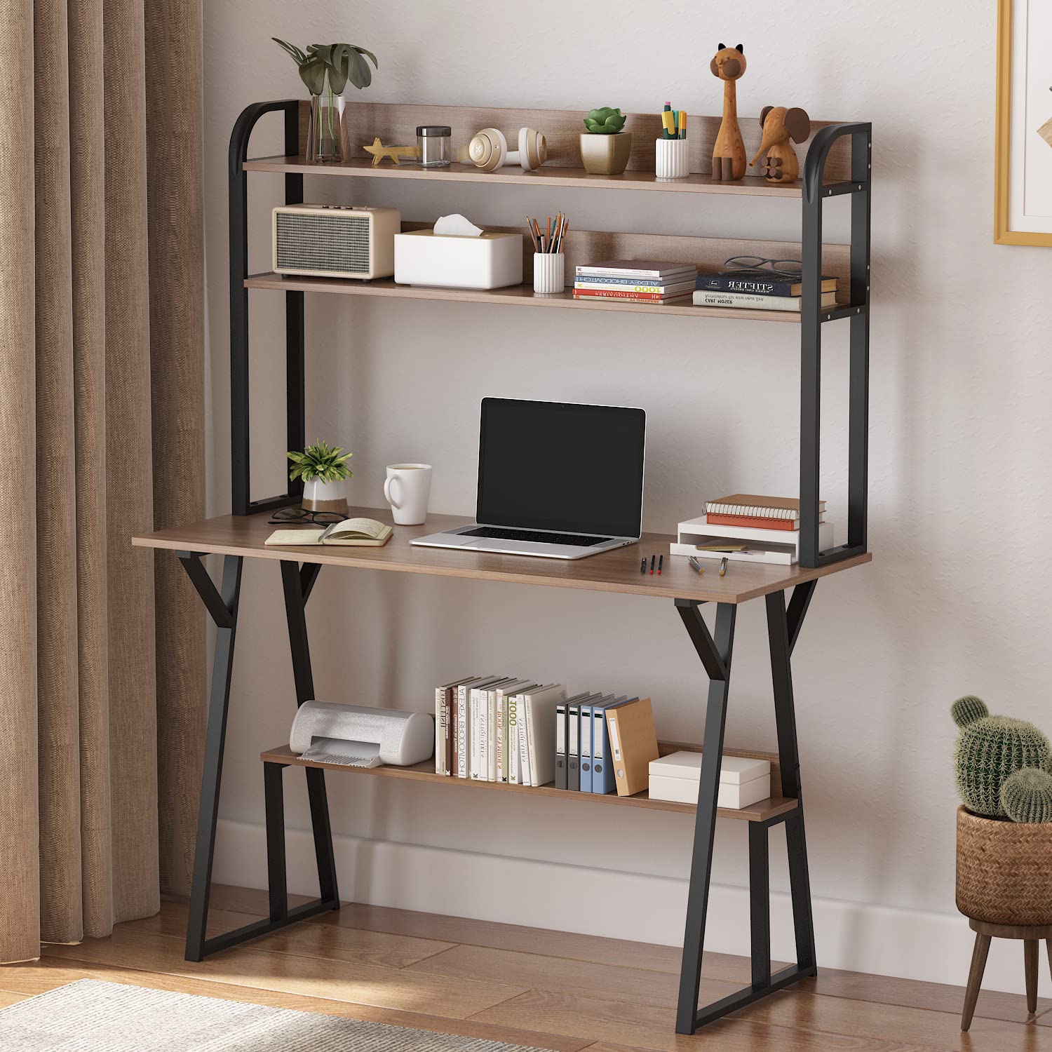 Buy AGOTENI Computer Desk Office Desk Wood Table with Hutch and