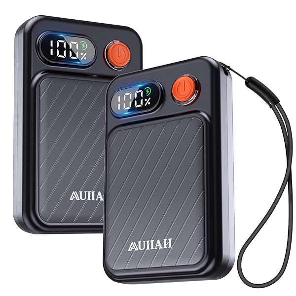 Hand Warmers Rechargeable 2 Pack - Electric Rechargeable Magnetic Hand Warmer with LED Display, 4 Heat Levels, Lanyards, USB, Gift for Men Women Kid, for Golf/Skiing/Camping/Hunting Essentials