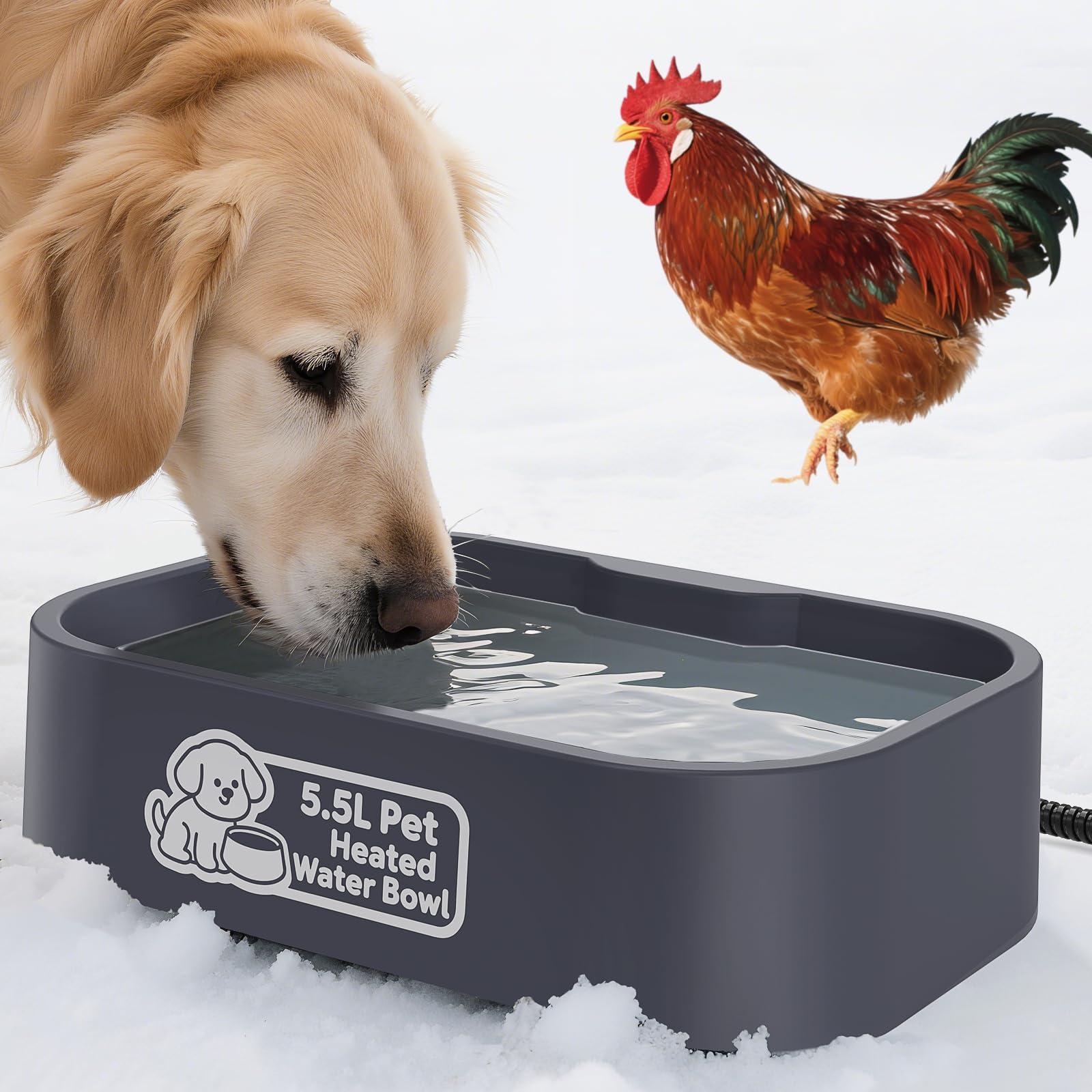 IPOW Extra Large Heated Water Bowl