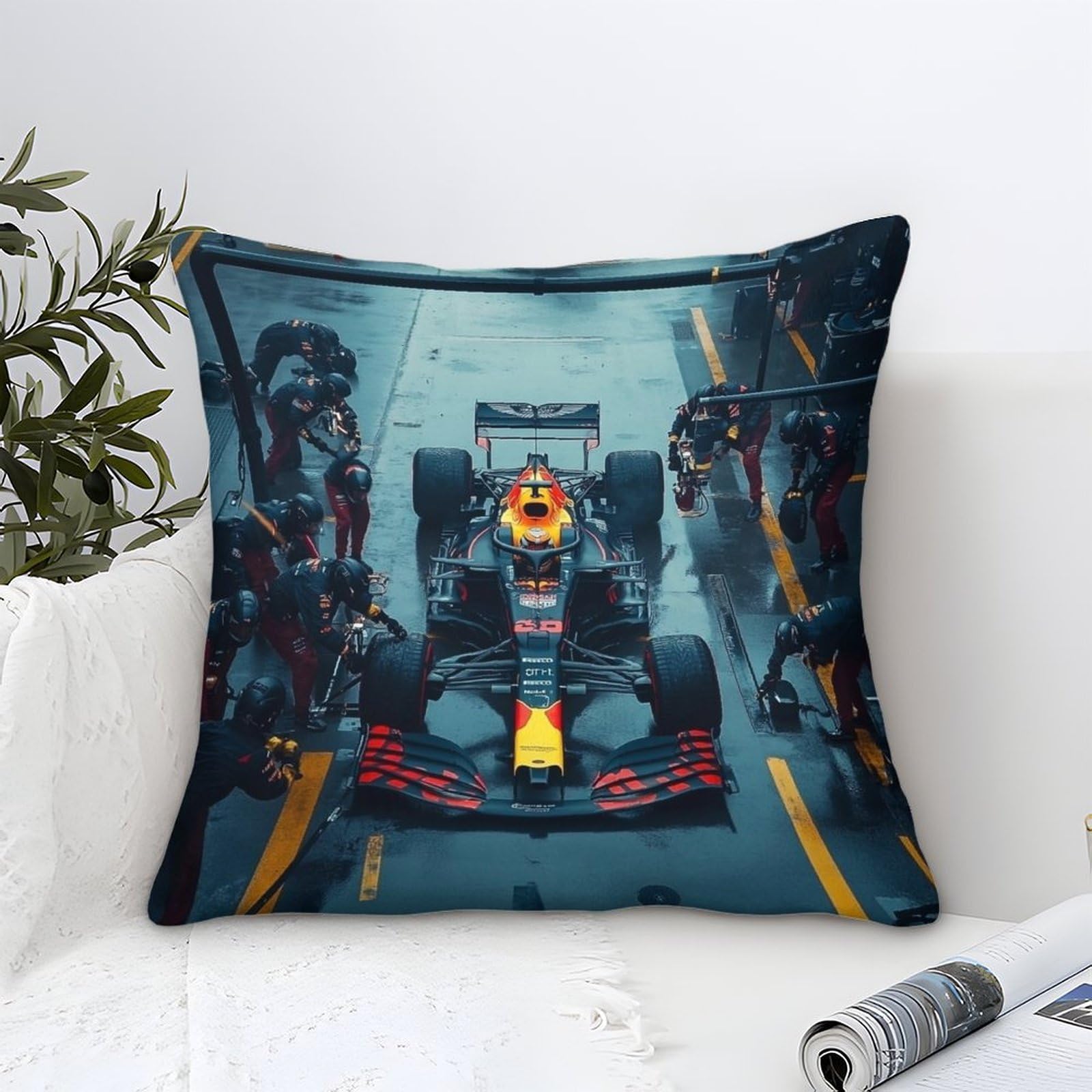 XiaopangXY Formulaa Racing Pillow Covers 40x40cm, Pit Stop Throw Pillow Covers Microfiber Pillowcase Cushion Case for Sofa Couch Home Decor