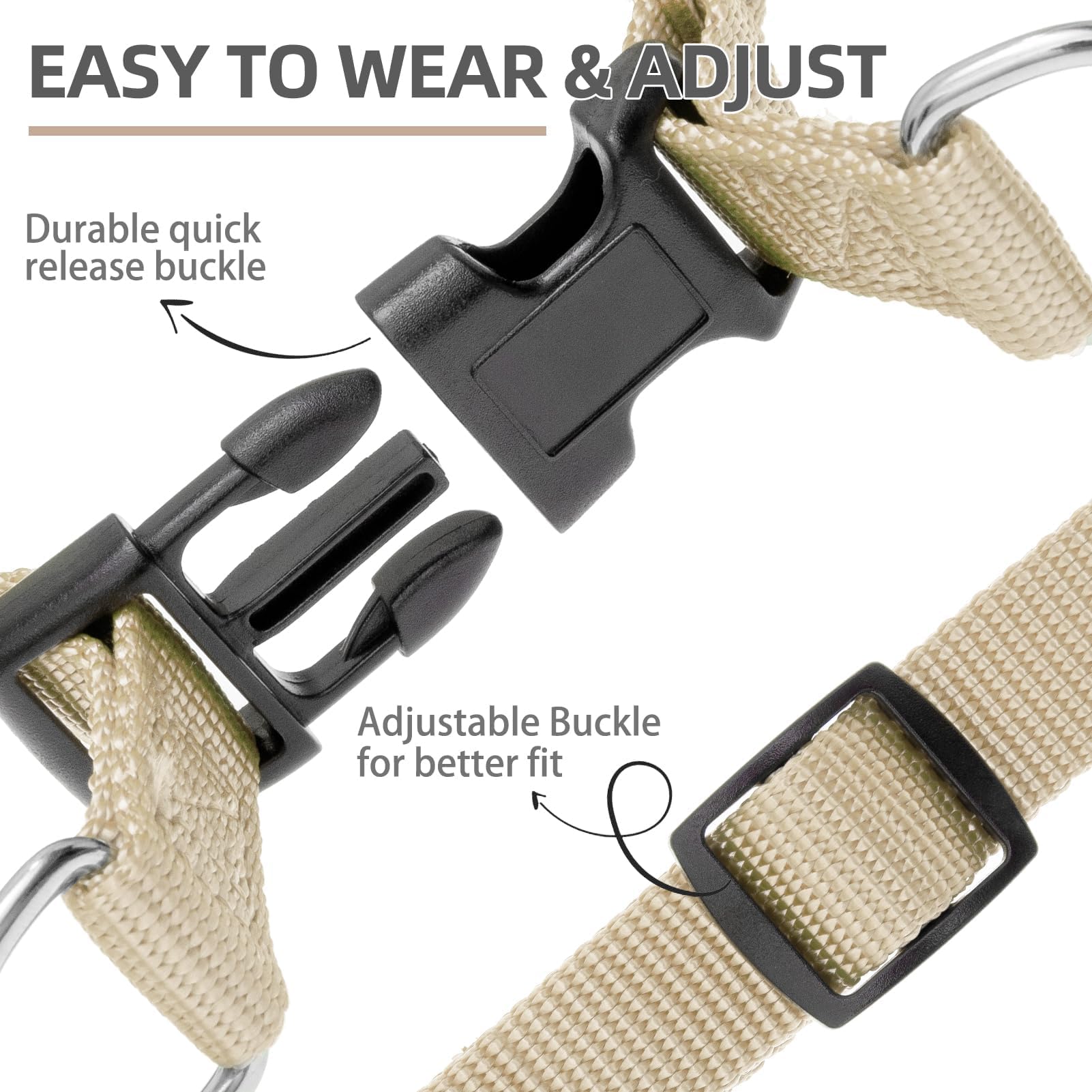 PUPTECK Pettorina per cani senza tirare, in morbido nylon regolabile, in gilet per cuccioli all'aperto, con etichetta identificativa, crema, XS