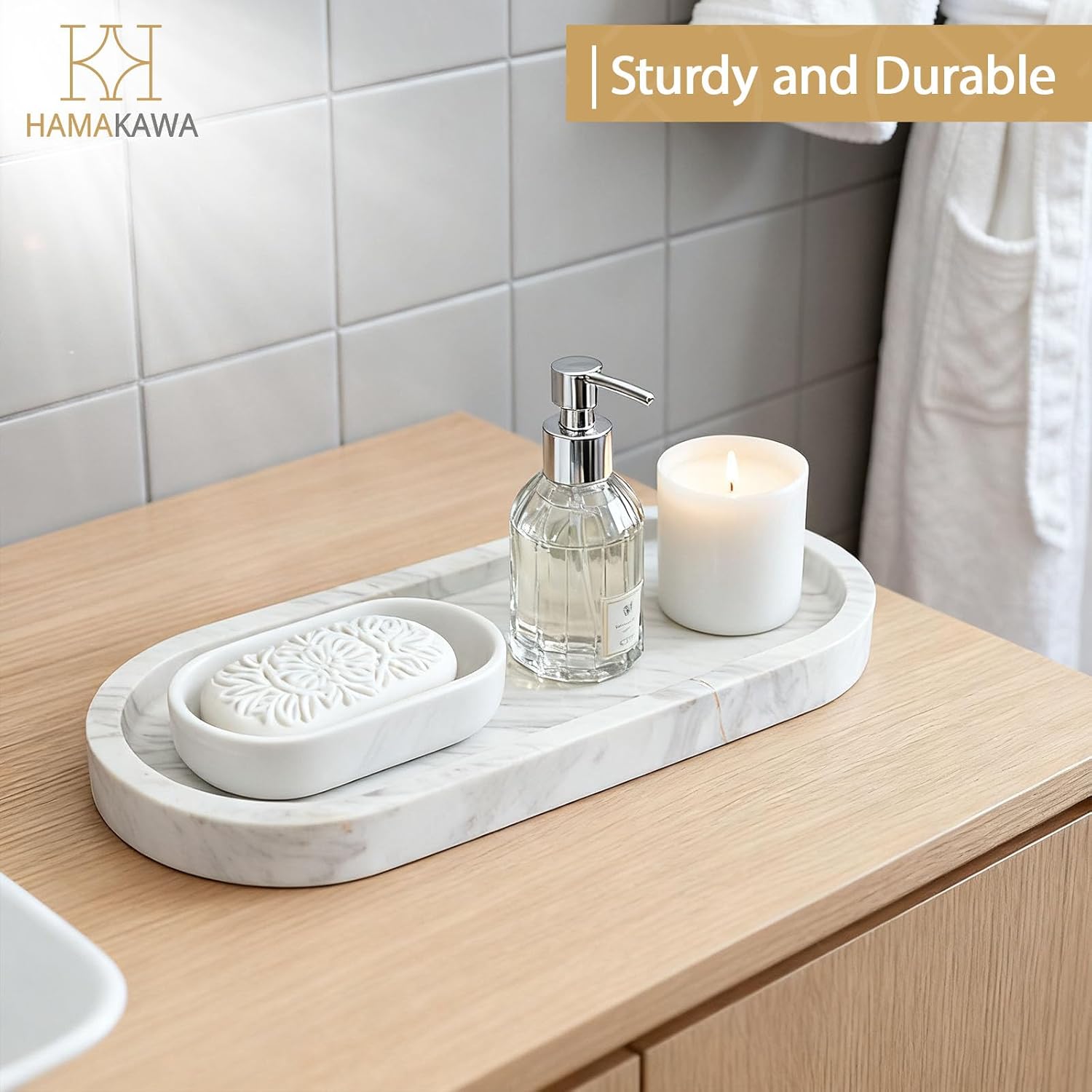 Oval Bathroom Vanity Tray, Large Natural Marble Sink Tray 10 inch, Volakas White Stone Soap Trays, Modern Perfume Trays, Countertop Organizer for Kitchen, Coffee Table, Home Decor - Image 9