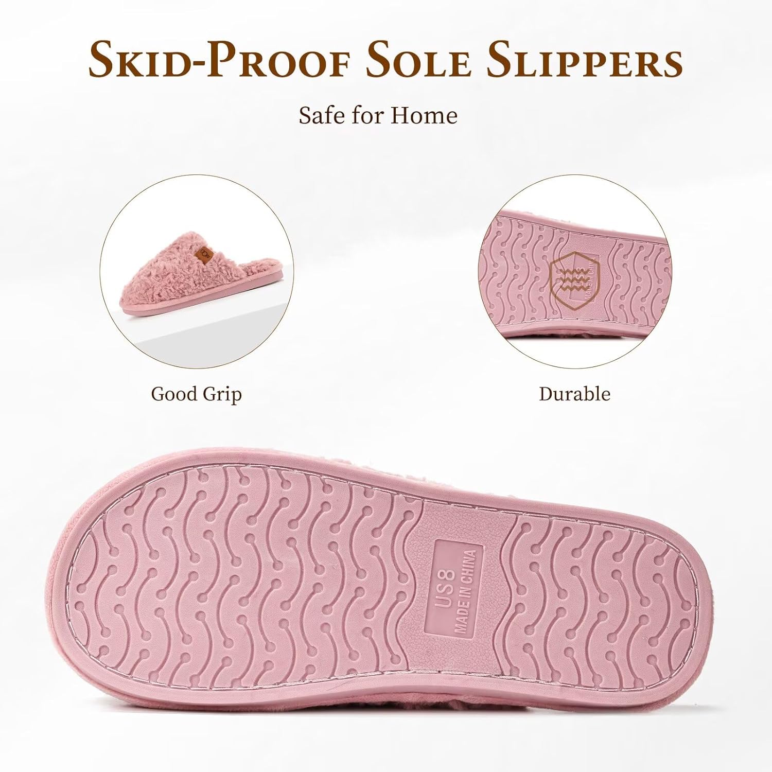 OOW Women's Fuzzy Slippers for Indoor,House Shoes with Memory Foam,Plush and Cute Slippers for Women - Image 5