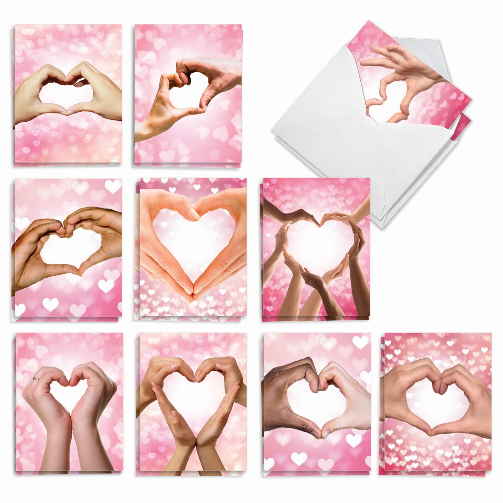 The Best Card Company Am10434Vdg-B2X10 - Set Di 20 Biglietti Assortiti Per San Valentino Con Buste (10 Disegni, 2 Ciascuno) Loving Hands Am10434Vdg-B2X10-image