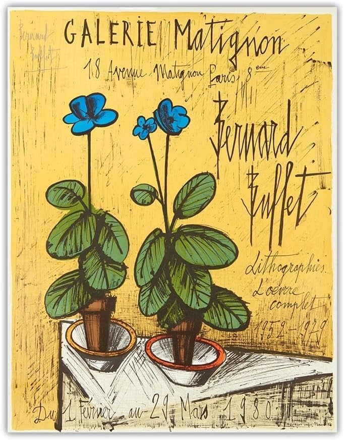 Póster de Bernard Buffet Ramo de flores en lienzo de alta calidad