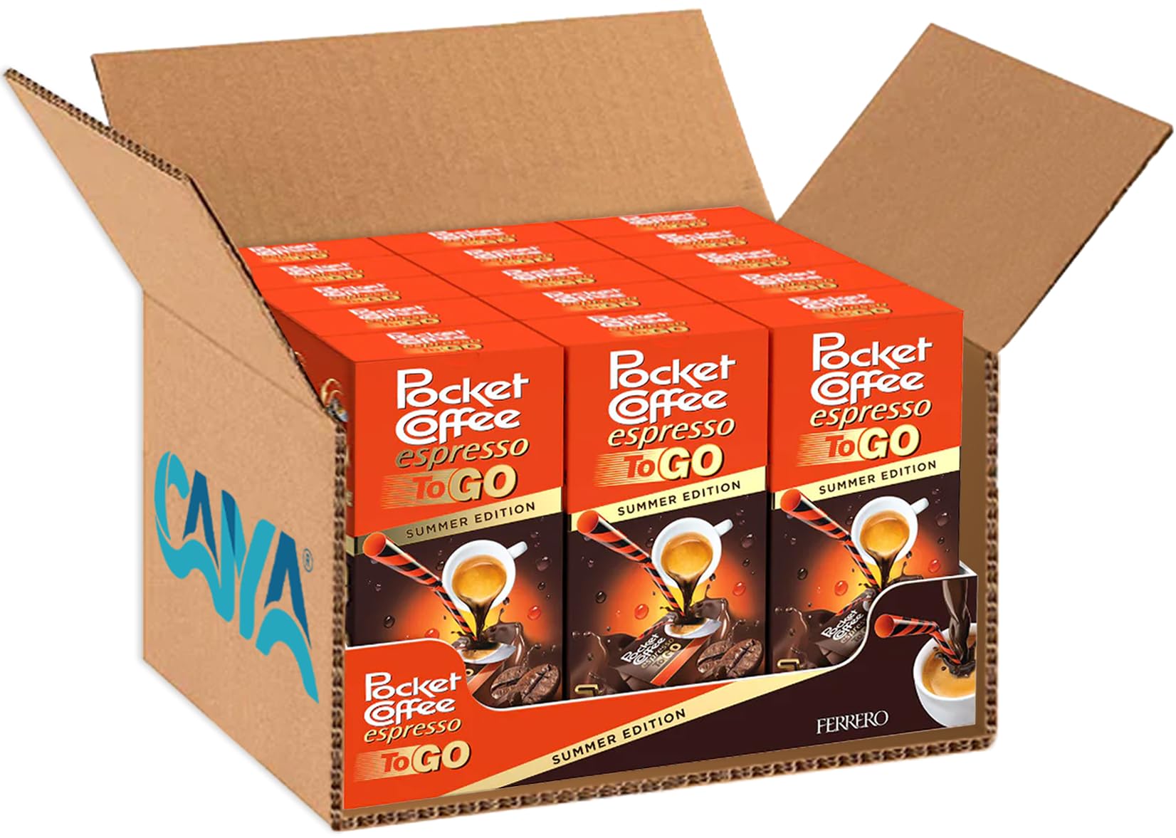 15X Pocket Coffee Espresso To Go Specialità Liquida al Caffè e Cioccolato Fondente Confezione da 3 Pezzi 64,8ml - Summer Edition