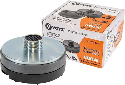 VOYZ Compression Driver Pro Audio, 800W, 44mm 1.75" Voice Coil, 8 Ohms, with Polymeric Membrane VZ-DT44