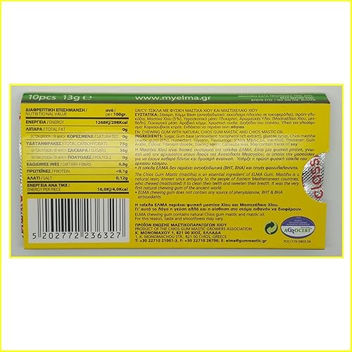 Miniatura 2 de ELMA Classic - Goma de mascar griega con resina de chios natural, masilla y aceite de mastiha, 5 x 10 paquetes
