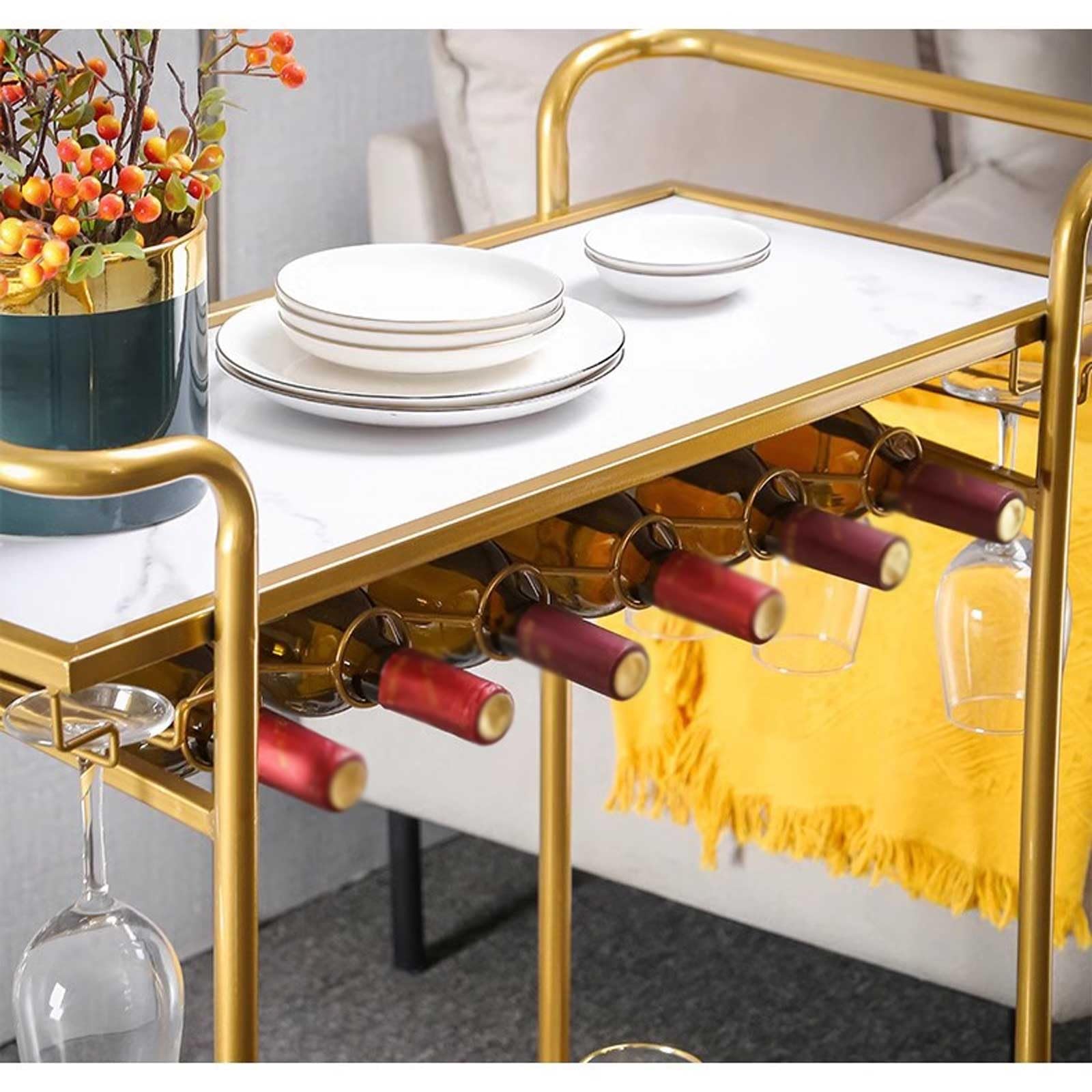 Barwagen für zu Hause Barwagen mit 2 Ebenen und LED-Licht, mobiler Barwagen, moderner Minibar-Küchen-Servierwagen und Kaffeestation mit Stauraum for Wein und Gläser Mobiler Bar-Servierwagen ( Size : G