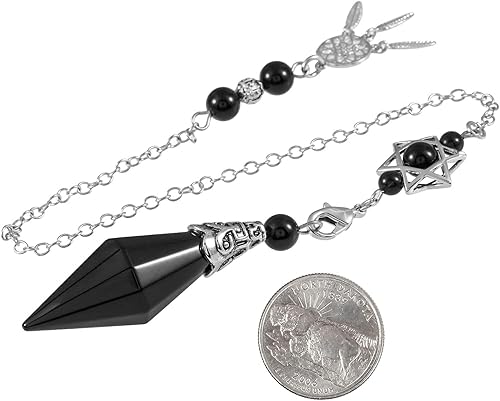 Miniatura 4 de Rockcloud Péndulo de cristal natural curativo Reiki de 12 facetas con dije hexagonal de atrapasueños Wicca para equilibrar la adivinación de la