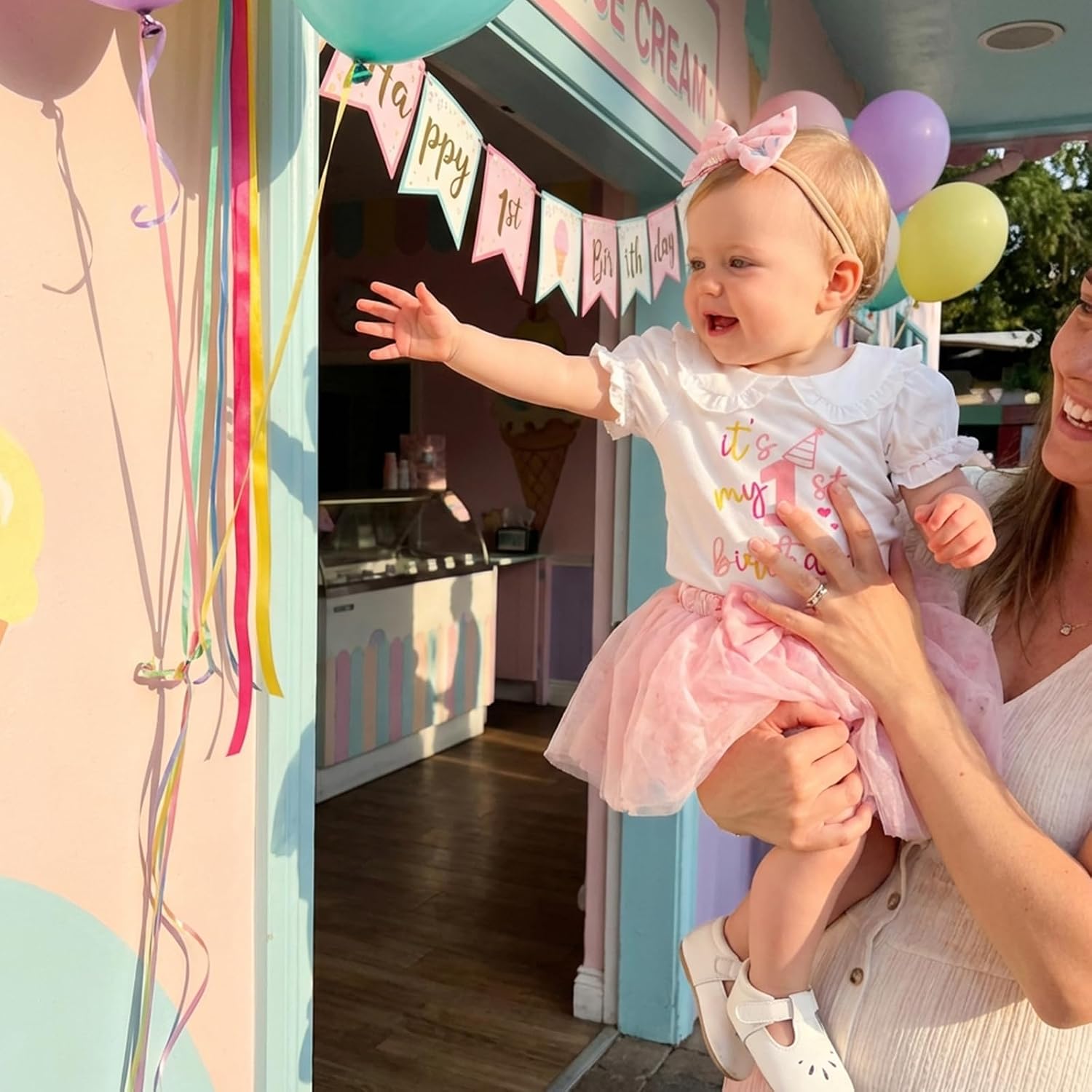 BeQeuewll Half Birthday Outfit Baby Girl Half Way to One Romper+Skirt Cake Smash Set