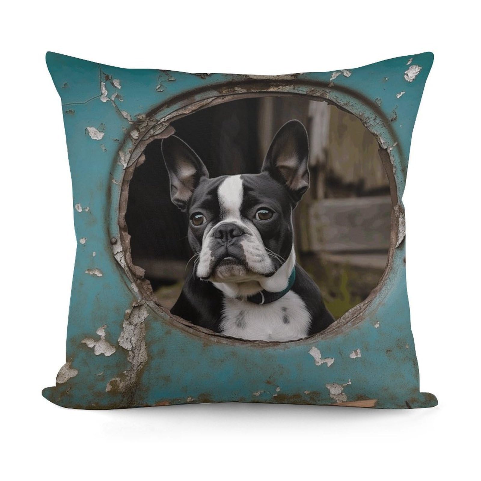VstaDank Boston Terrier Pillow Covers Soft Plush Decorative Square Pillow Cover Modern Breathable Pillowcases Pillowcase with Invisible Zipper 18x18 Inches for Sofa Living Room