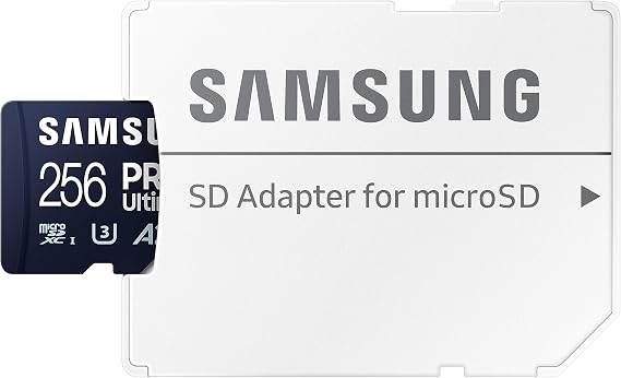 Samsung PRO Ultimate microSD card + SD adapter, 256 GB, smartphones, drone and action camera, UHS-I U3, 200 MB/s reading, 130 MB/s writing, MB-MY256SA/WW