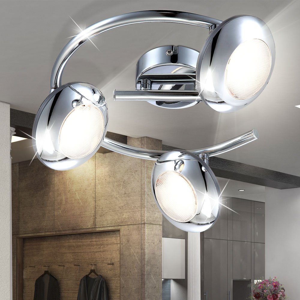 Deckenstrahler 3 flammig LED chrom Deckenleuchte spiral- kreisförmig Deckenspot LED schwenkbar Deckenlampe Wohnzimmer, Esszimmer, Küche, Schlafzimmer, Spotleuchte,warmweiss, 3 * 360lm