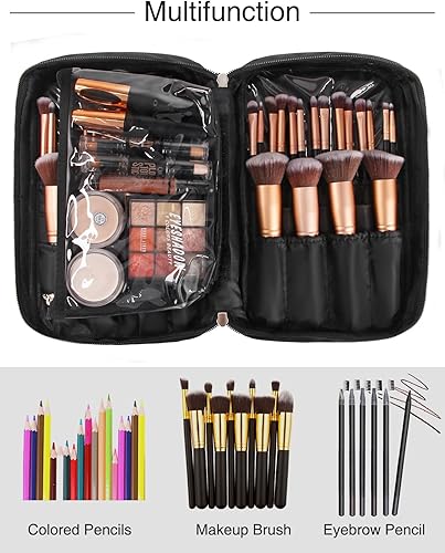 Miniatura 10 de Brochas de maquillaje carcasa enrollable bolsa organizadora de cosméticos para viaje brochas cosméticas portable 18 bolsillos en funda de piel por