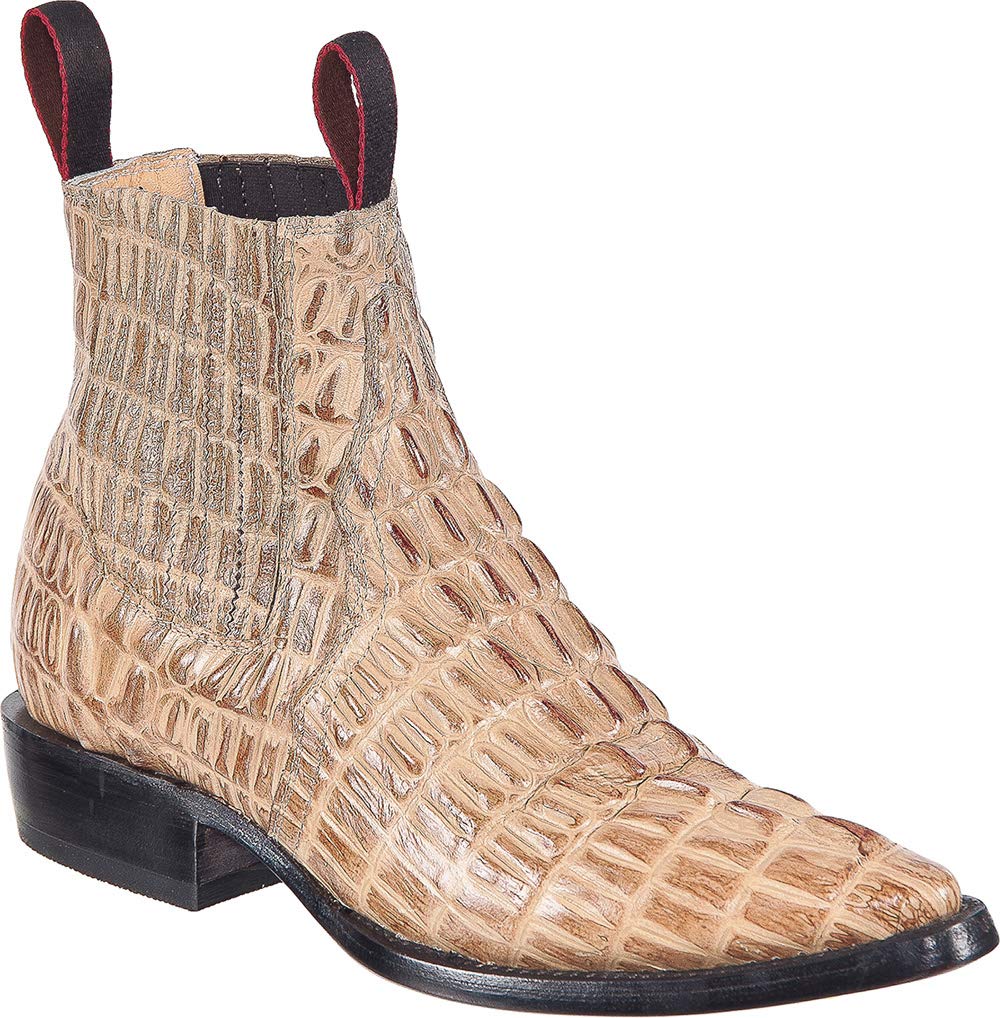 Western Shops Mens Leather Cowboy Boots Crocodile Alligator Print Short Ankle Western J Toe Boot