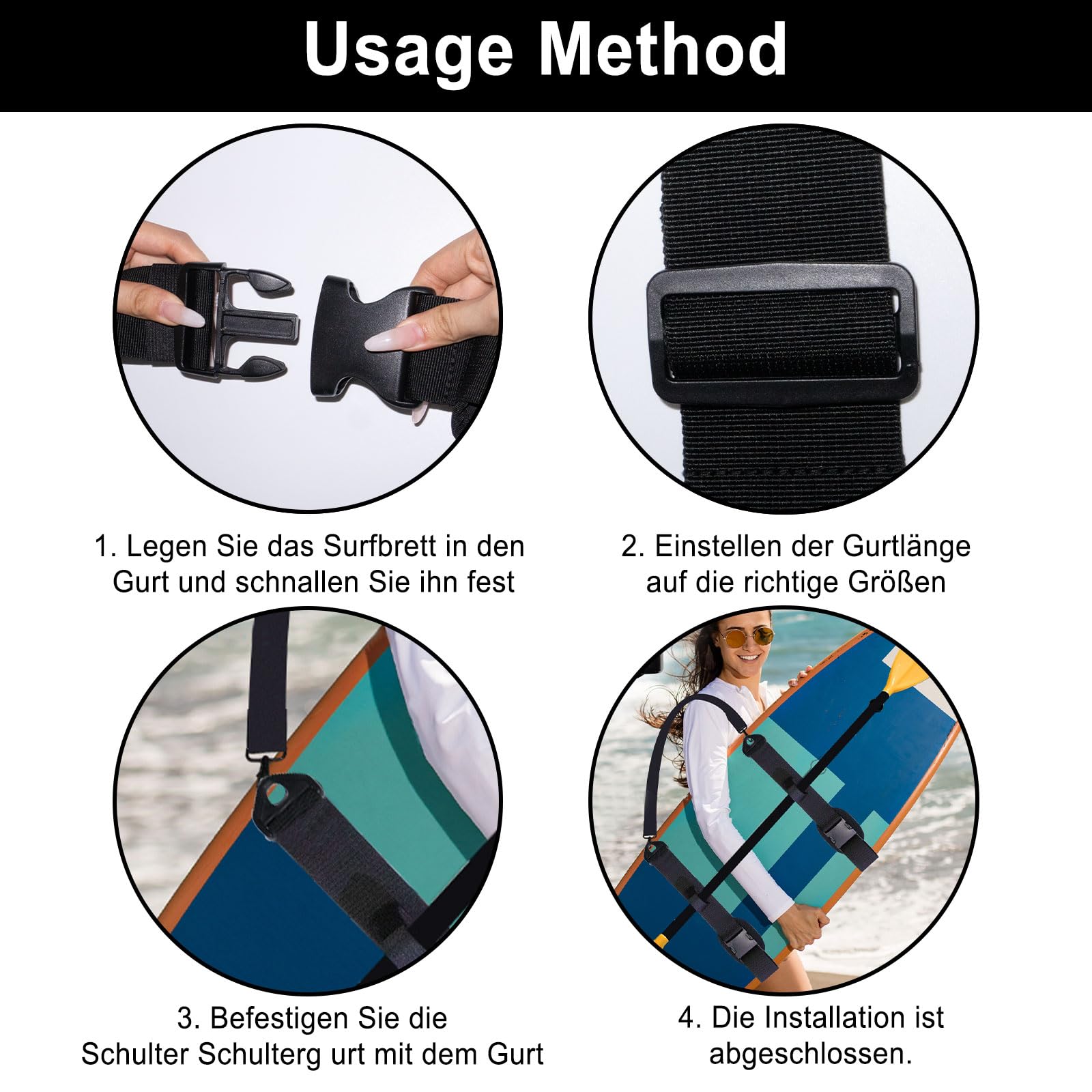 Sup Tragegurt, Tragbarer Paddle Board Carry Strap, Verstellbares Sup Board Tragegurt mit Getränkehalter für Surfbretter, Paddleboards, Longboards, Kajak und Kanu