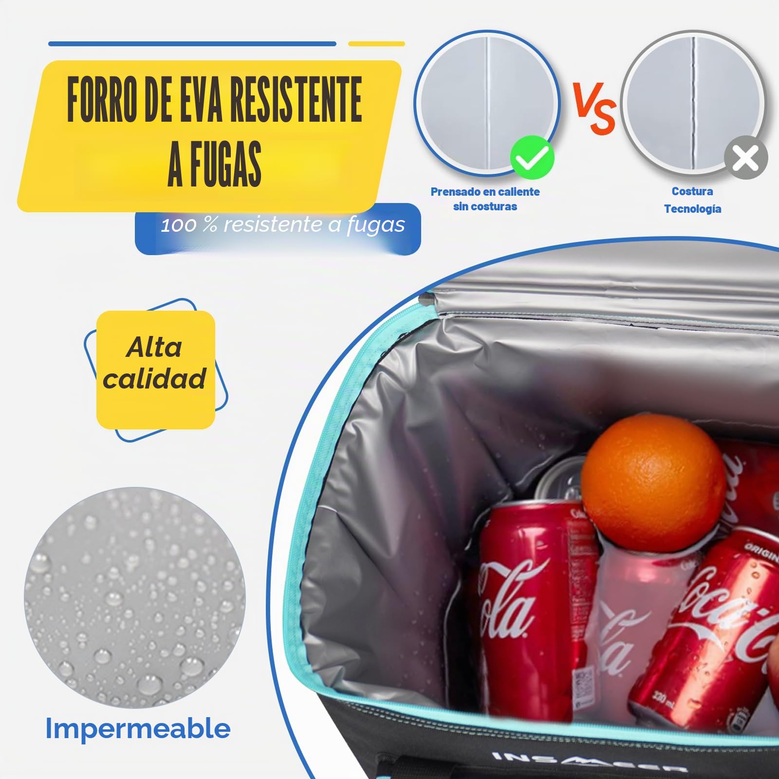 INSMEER Cool Bag 40L/60 Cans Large Cool Bags Insulated,Soft Cooler Leakproof/Portable/Collapsible/Foldable Cooler Bag, with Bottle Opener&Removable Shoulder Strap, for Beach Camping Picnic
