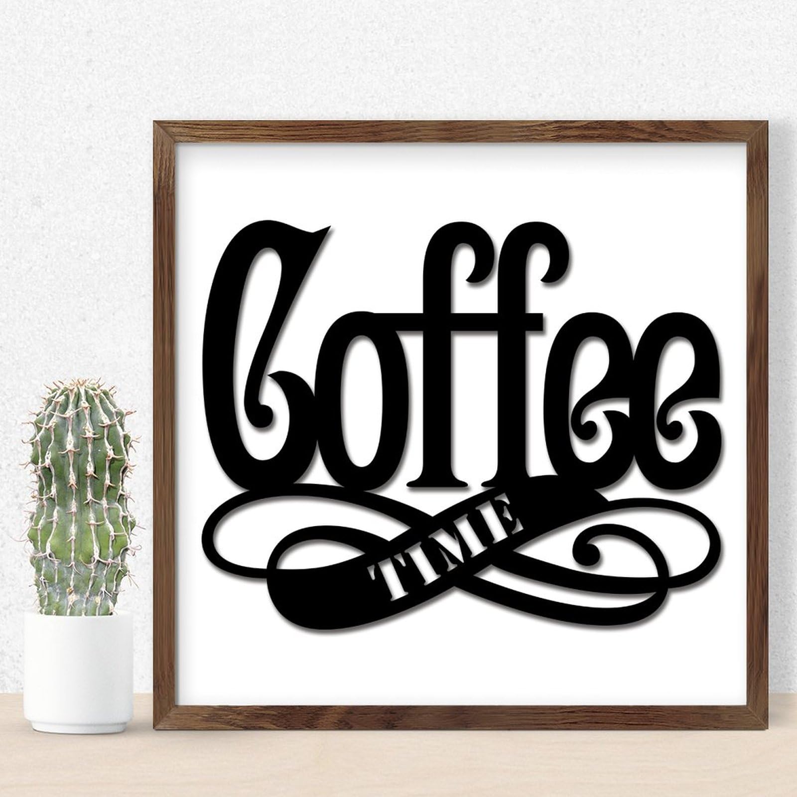 Free Pintree Targa in legno originale retrò con stampa a forma di caffè, decorazione da parete per bar, cucina, angolo caffè, 40 x 10 cm