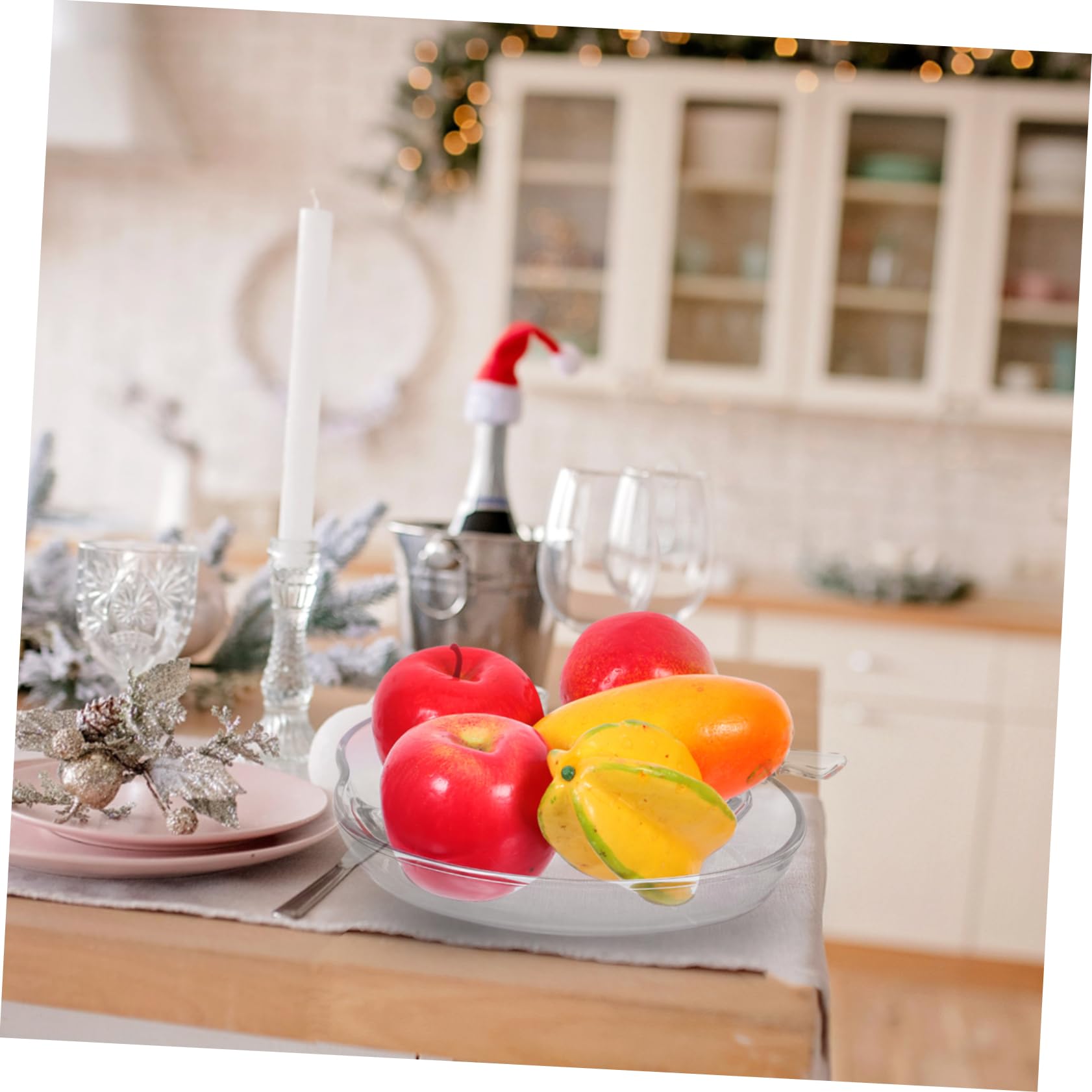 Bol Verre Transparent Forme de Pomme pour Fruits et Bonbons Plateau Compartimenté pour Desserts et Apéritifs Service Polyvalent pour Noël et Décorations Festives