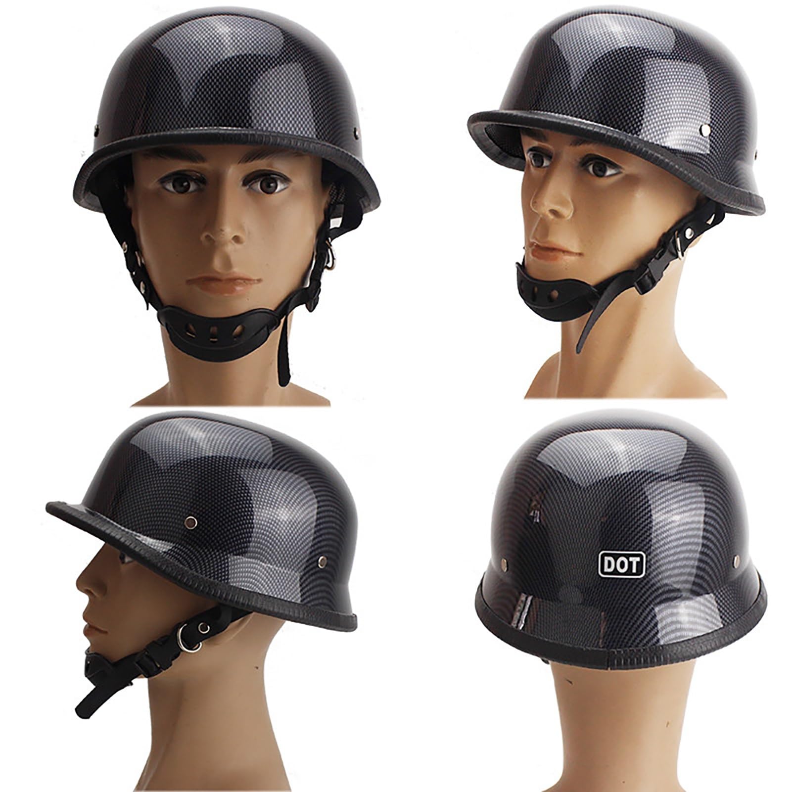 EBAYIN Casco Moto A Mezza Calotta Casco Mezzo Casco Vintage Stile Tedesco Casco Aperto con Occhiali Casco Pilota Ciclomotore Omologato DOT ECE Cruiser Chopper(Texture,M=(57~58cm))