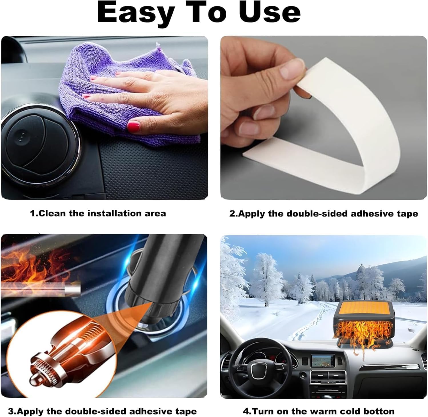 12V 200W Portable Car Heater, New 12V Car Heater - Plugs into Cigarette Lighter, 200W Fast Heating Car Defroster, 2 in 1 Heating & Cooling Fast Windshield Defrost Defogger
