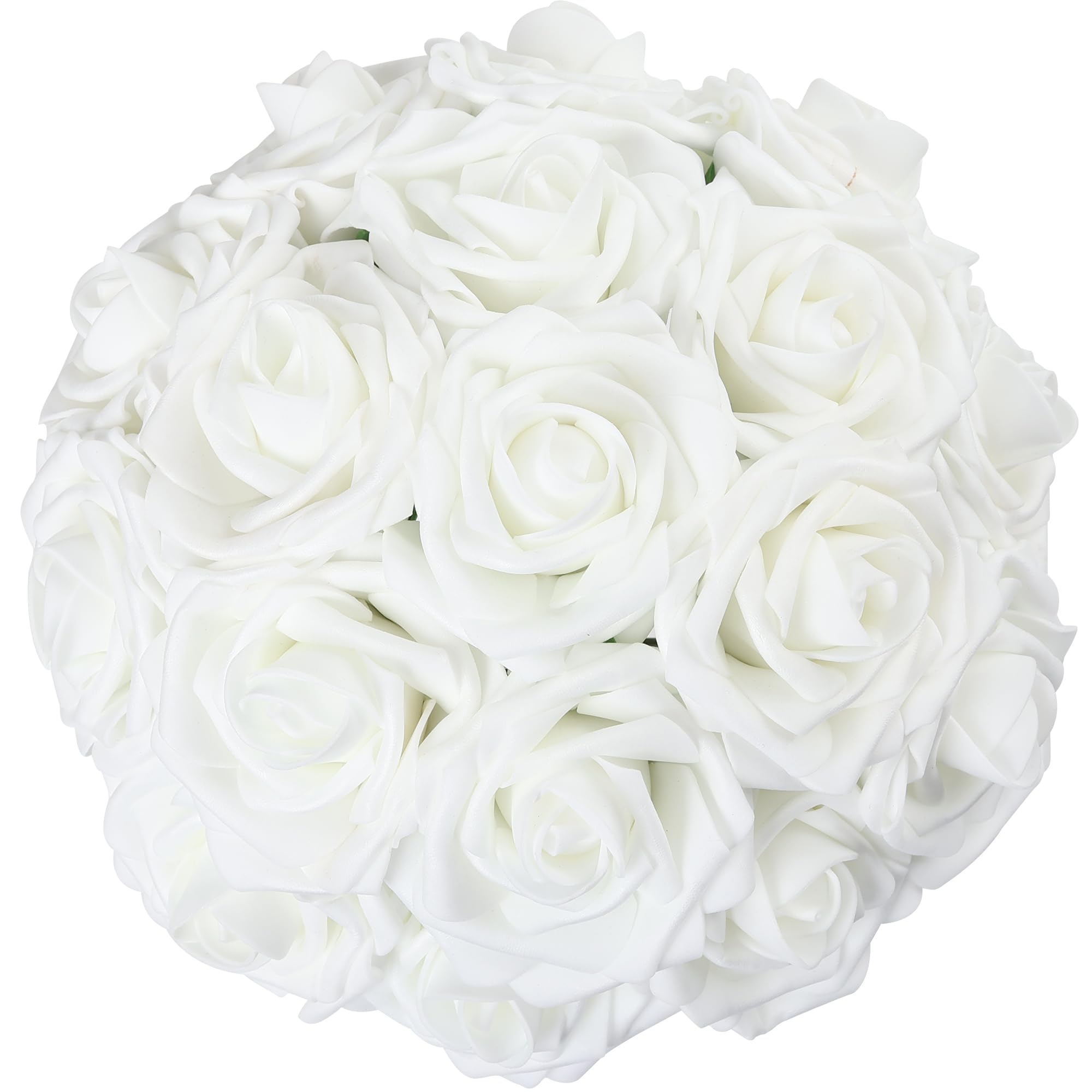 Lot De 25 Roses Artificielles En Mousse - Blanc - Pour Décoration Mariage, Anniversaire Et Intérieur