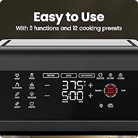 Vista 5 de Chefman Horno freidora de aire 5 en 1 de 12 cuartos de galón con temporizador digital, pantalla táctil y 12 ajustes preestablecidos, horno