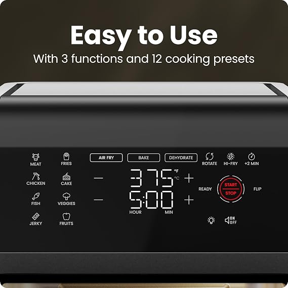 Chefman 12-Quart 5-in-1 Air Fryer Oven with Digital Timer, Touchscreen, and 12 Presets - Family Size Countertop Convection Oven, Dishwasher-Safe Parts