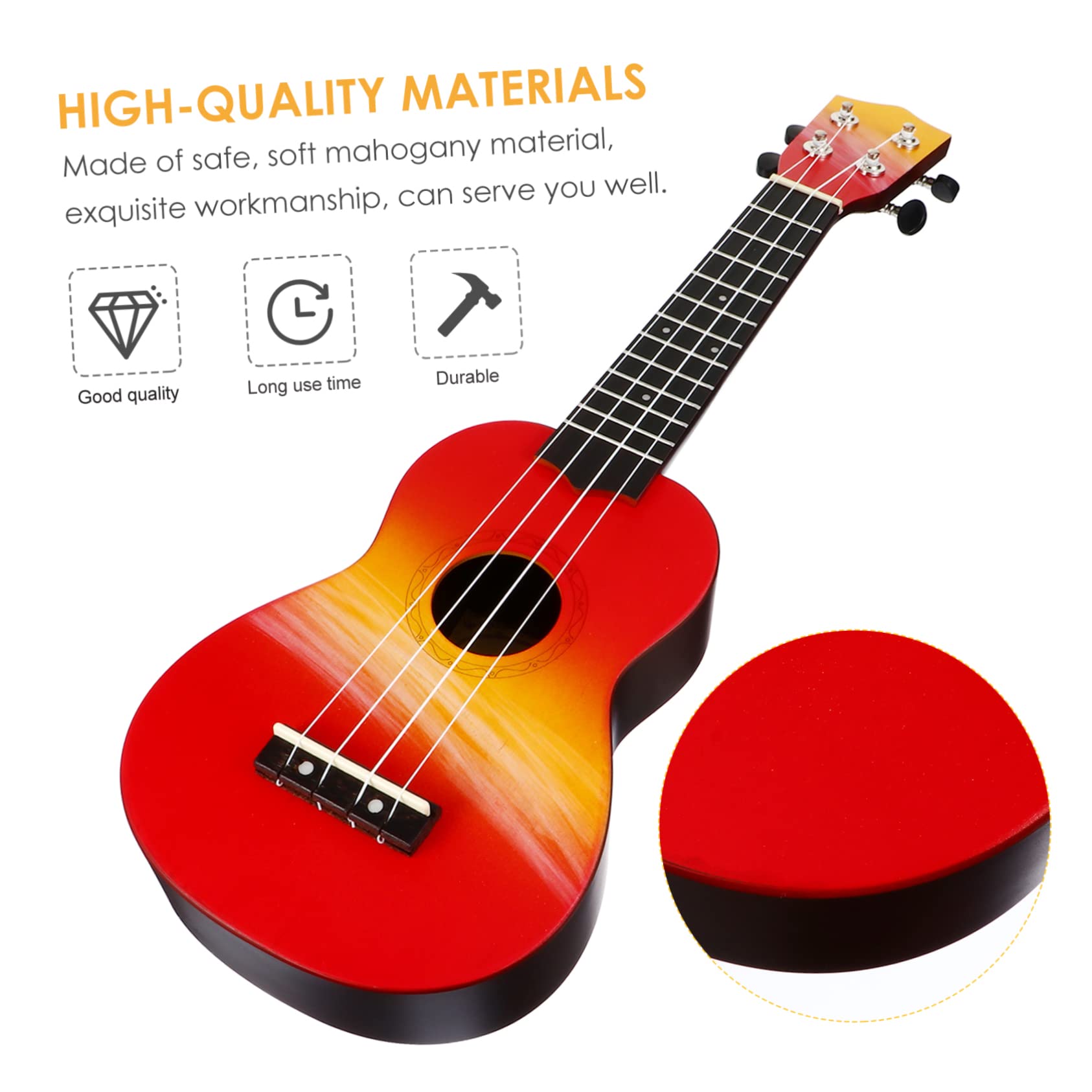 21-zoll Holz Ukulele mit Cartoon Bemalung für Kinder | 1 Satz, Kreative Ausführung, Praktische Handhabung, Klangbild, Kleiner Gitarre als Starter Instrument